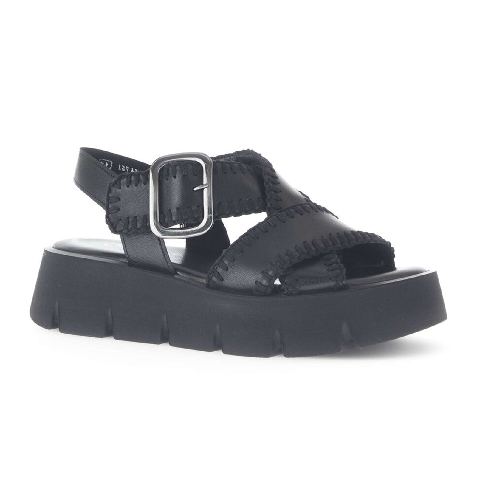 Gabor 64751 Women's Stitch Platform Backstrap Sandal - Lamm Nappa/Schwarz - Comfortable Summer Shoes for Beach, Vacation & Casual Outings