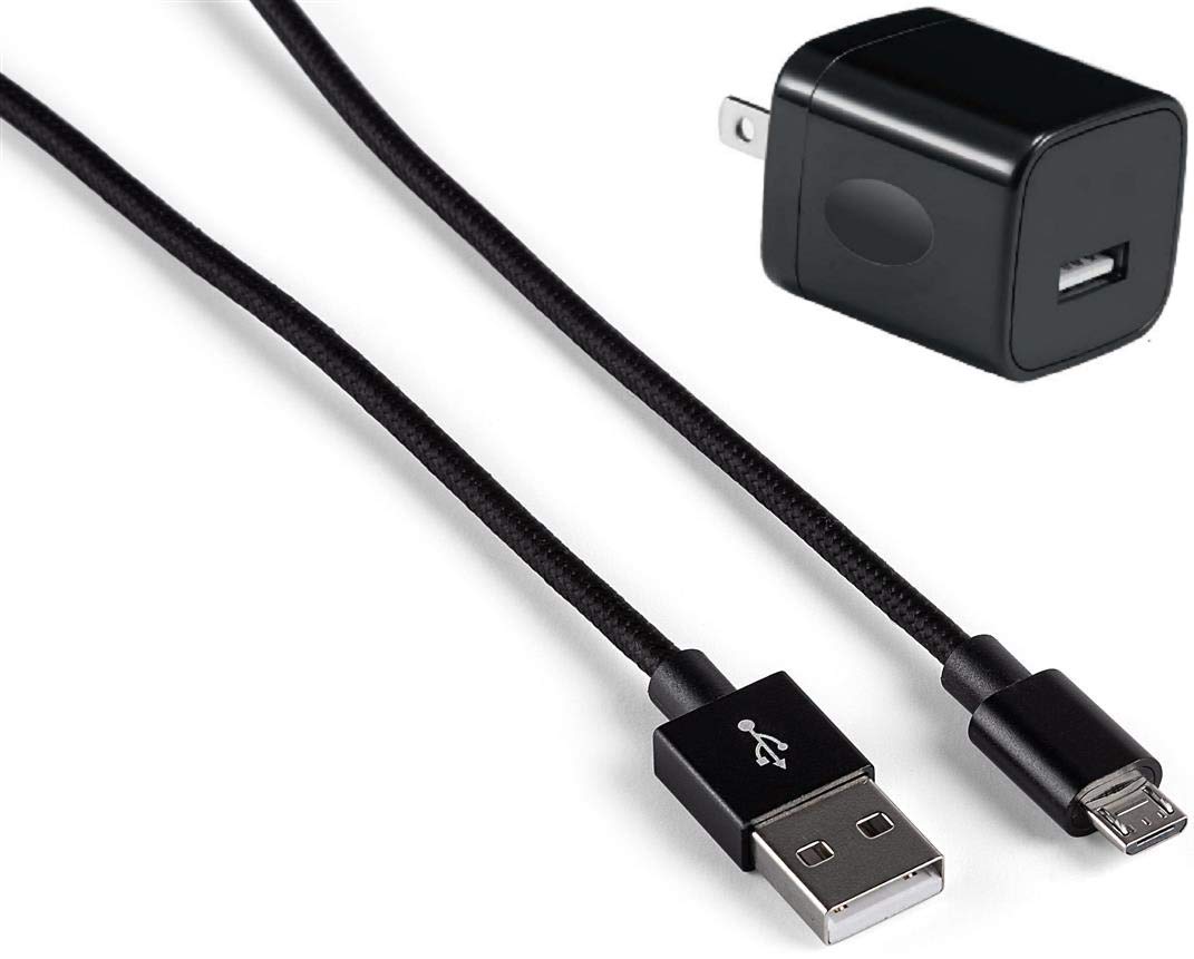 Premium Nylon Braided Micro USB Cable 4-Pack (3ft) - Fast Charging Cord for Samsung Galaxy S7/S6/J7/Note 5, Kindle, Xbox, PS4 - Includes Wall Charger - Durable Android Charger for Home, Office & Travel Accessories (Black)