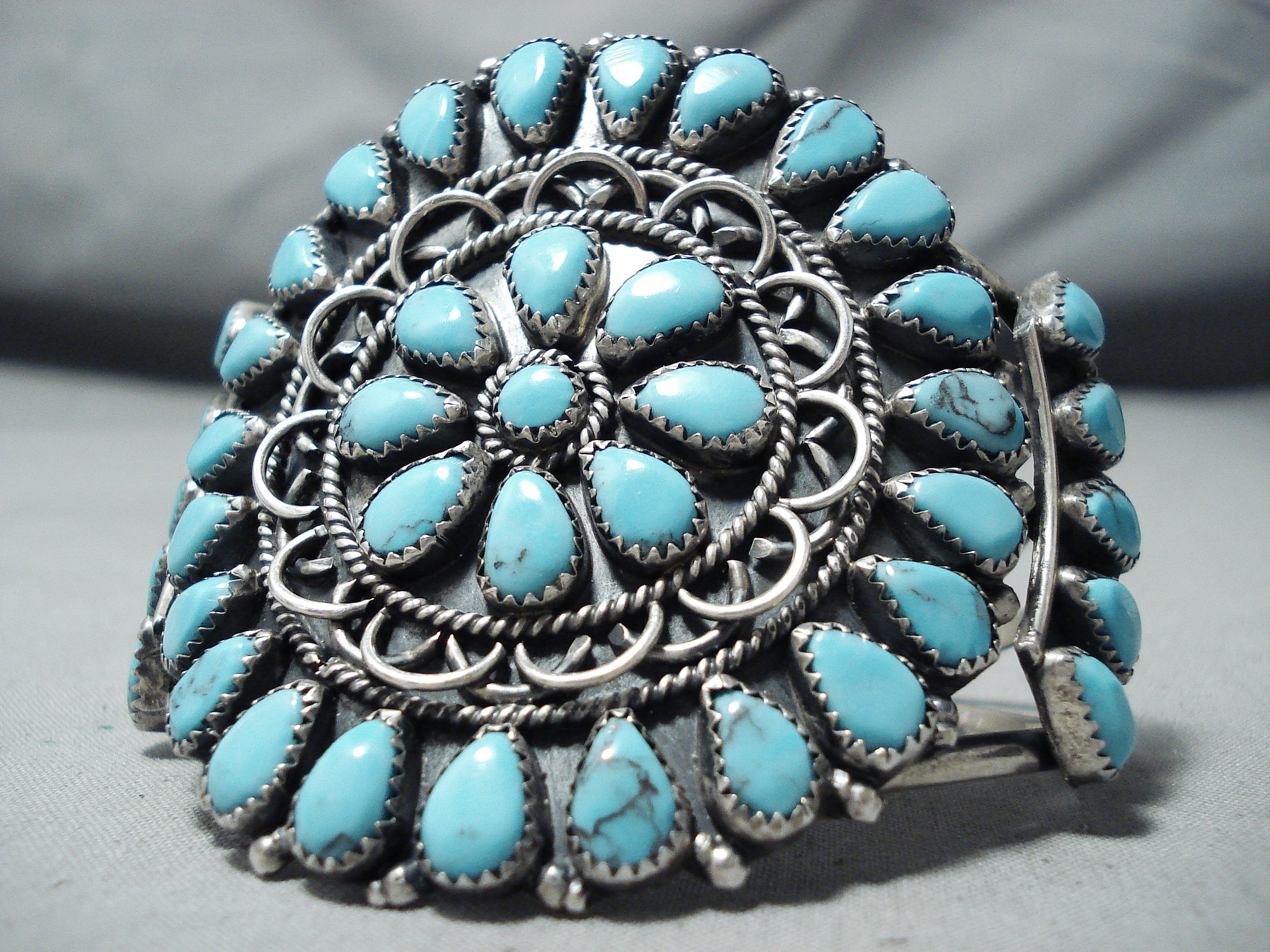 Authentic Native American Navajo Turquoise Cluster Sterling Silver Bracelet for Women | Handmade Jewelry for Boho, Western & Casual Outfits | Perfect Gift for Birthdays & Anniversaries
