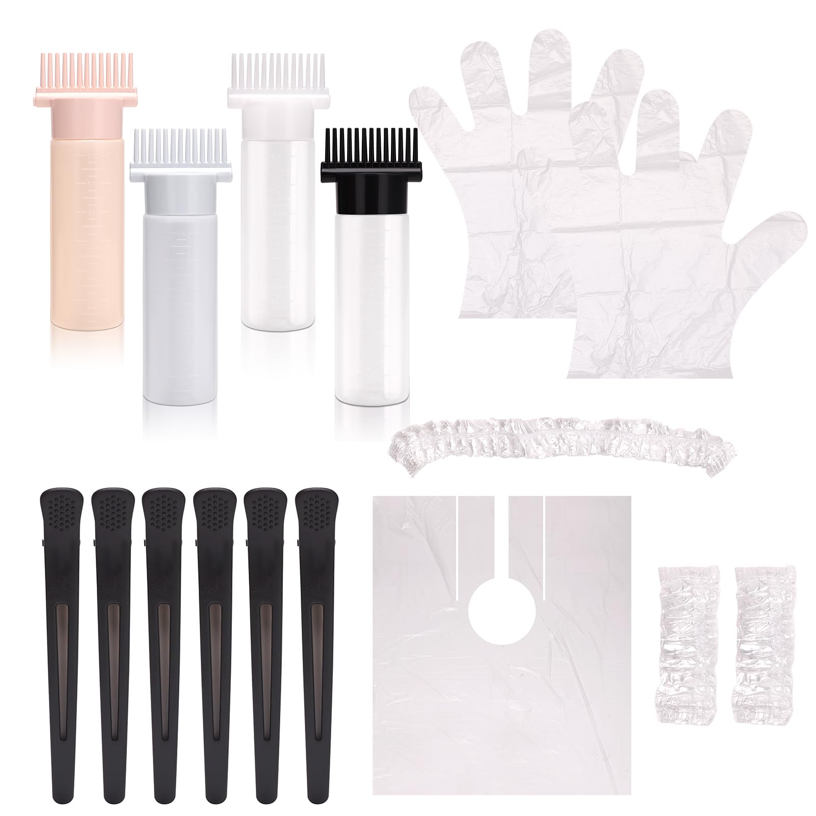 Hair Root Touch Up Comb Applicator Bottle with Graduated Scale - Professional Hair Color Dye Applicator Set for At-Home Root Touch Ups & Salon Use