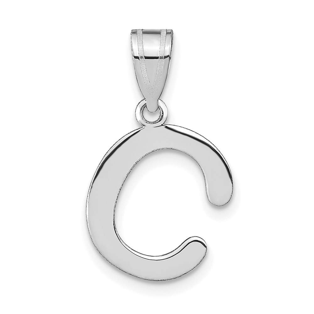 14K White Gold Polished Bubble Letter C Initial Charm Pendant Necklace - Elegant Personalized Jewelry Gift for Women, Perfect for Birthdays, Anniversaries & Special Occasions