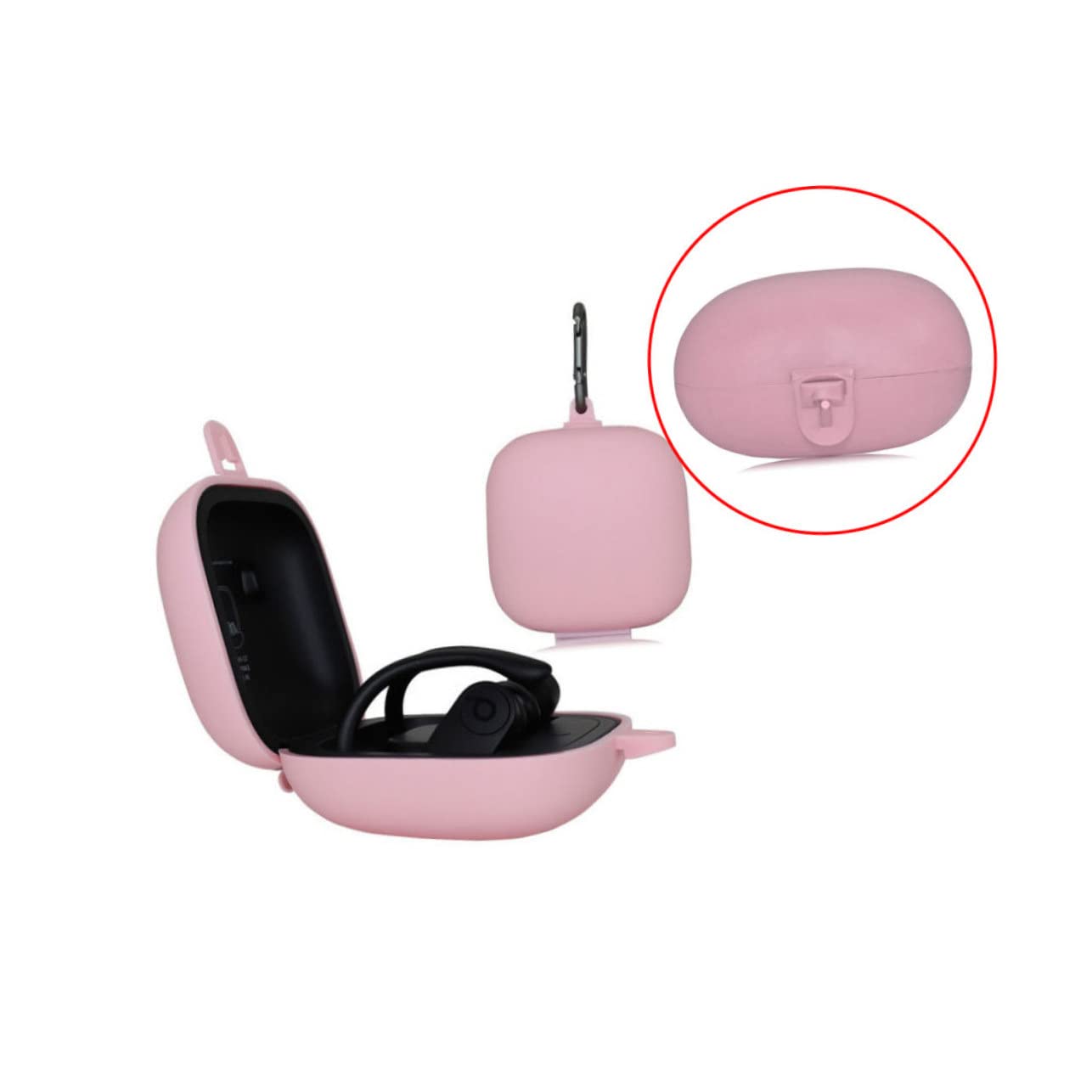 OSALADI 2-Pack Silicone Headphone Case with Metal Buckle - Protective Skin Cover for Wireless Earbuds, Scratch Resistant Headset Holder (Pink) - Perfect for Travel, Gym & Daily Storage