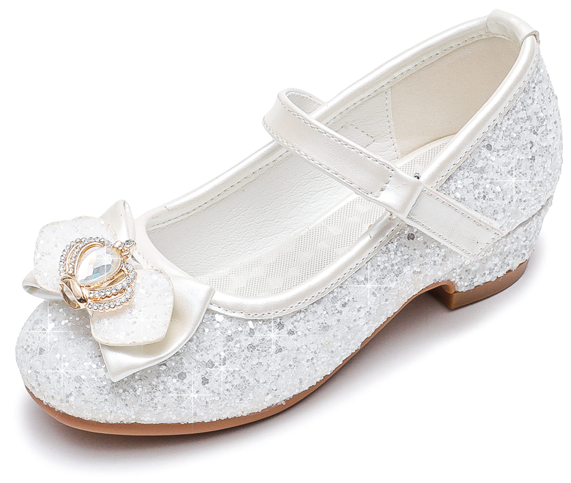 Walofou Flower Girls Dress Shoes - Elegant Wedding Party Heel Mary Jane Princess Shoes for Toddlers & Kids | Perfect for Bridal Showers, First Communion & Special Occasions