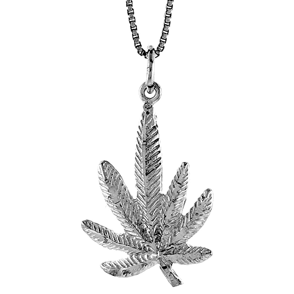 1 Inch Sterling Silver Pot Leaf Pendant Necklace - Elegant 925 Silver Cannabis Leaf Charm for Jewelry Making & Gifts | Perfect for Hippie Style, 420 Fashion & Bohemian Outfits