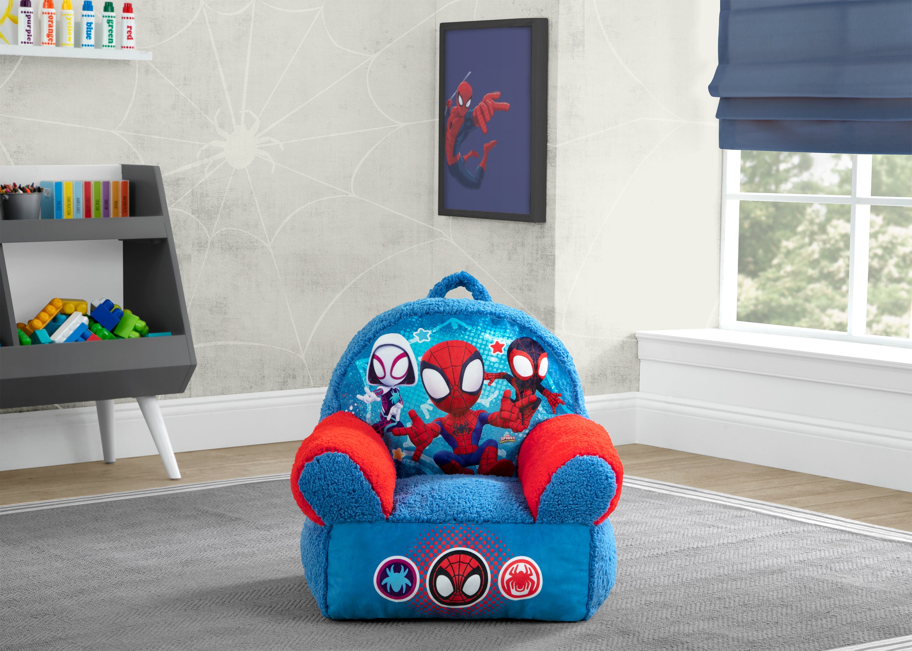 Spidey and His Amazing Friends Cozee Buddy Chair - Kids Lounge Chair for Playroom, Bedroom, and Reading Nook | Soft Plush Spider-Man Themed Seat