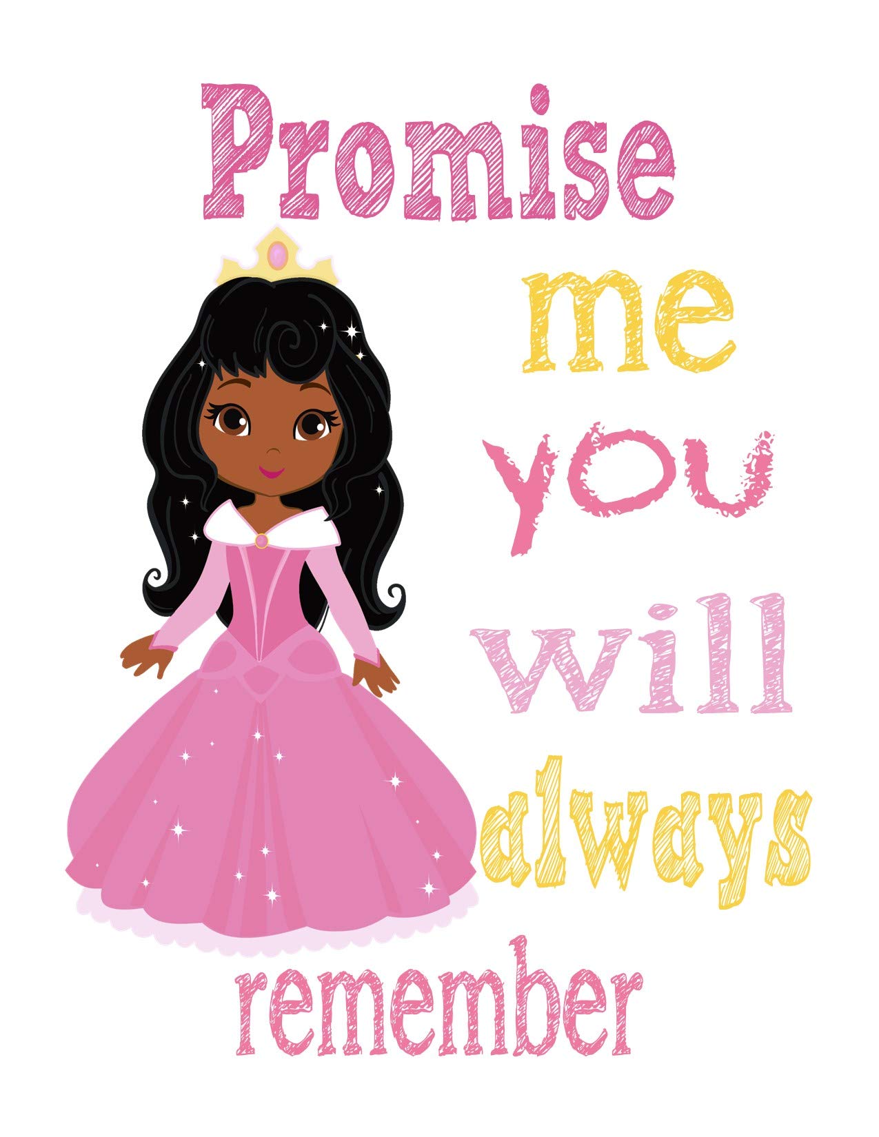 African American Princess Nursery Decor - 4 Motivational Prints for Girls' Room