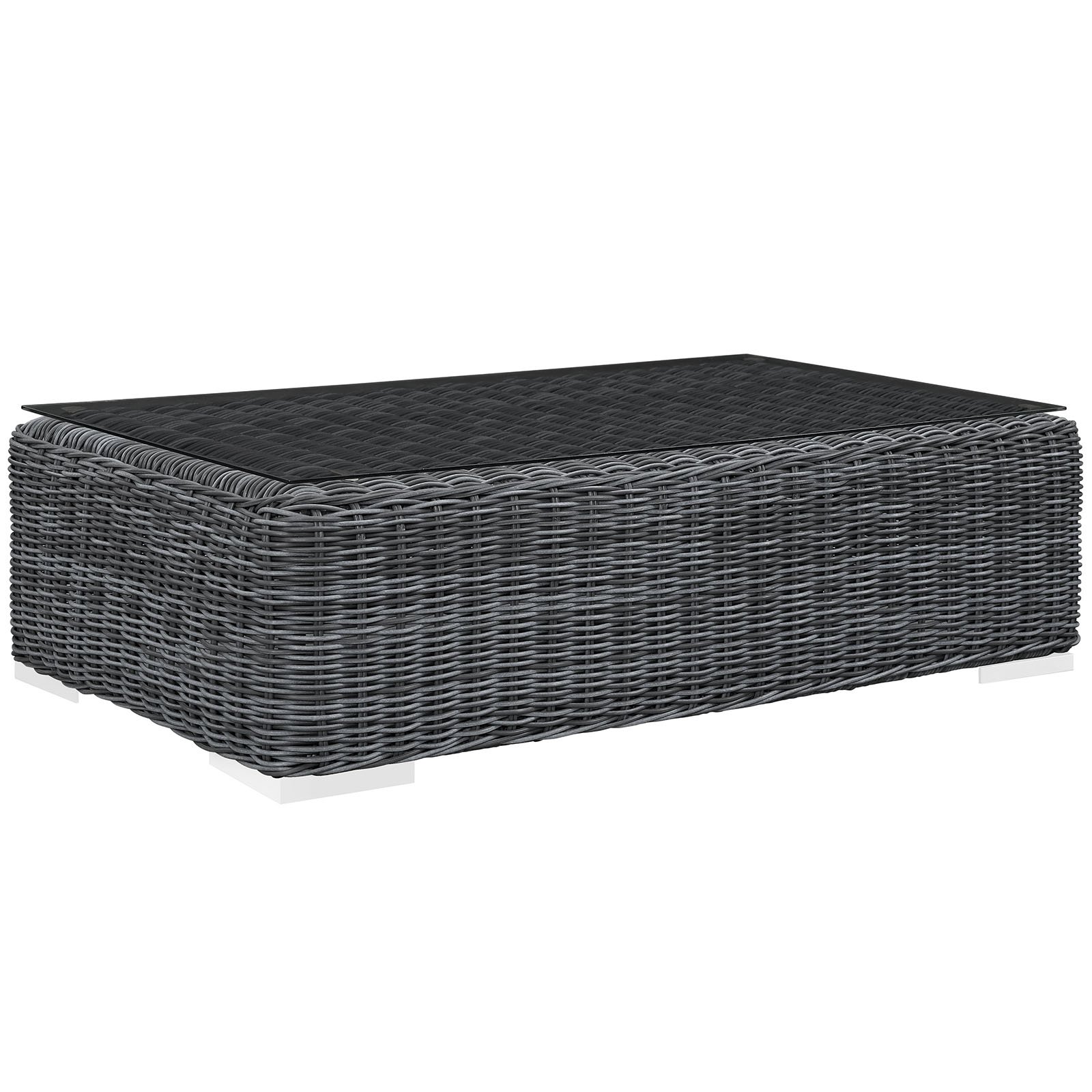 LIVING TRENDS Rally Outdoor Patio Glass Top Coffee Table - Modern Garden Furniture for Backyard, Deck & Poolside Relaxation