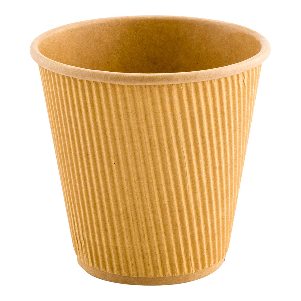 Eco-Friendly 8 oz Kraft Paper Coffee Cups with Ripple Wall - 3.5