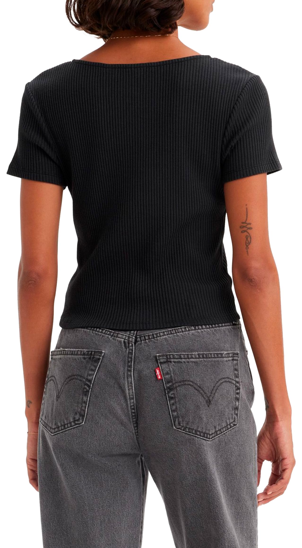LEVI'S Women's Monica Short Sleeve T-Shirt - Soft Cotton Black Basic Tee for Casual & Everyday Wear | Work, Weekend, Layering | Office, Date Night, Travel & Gym Essential | Summer, Street Style, Home Relaxation | Perfect for Coffee Dates, Shopping Trips and Beach Outings