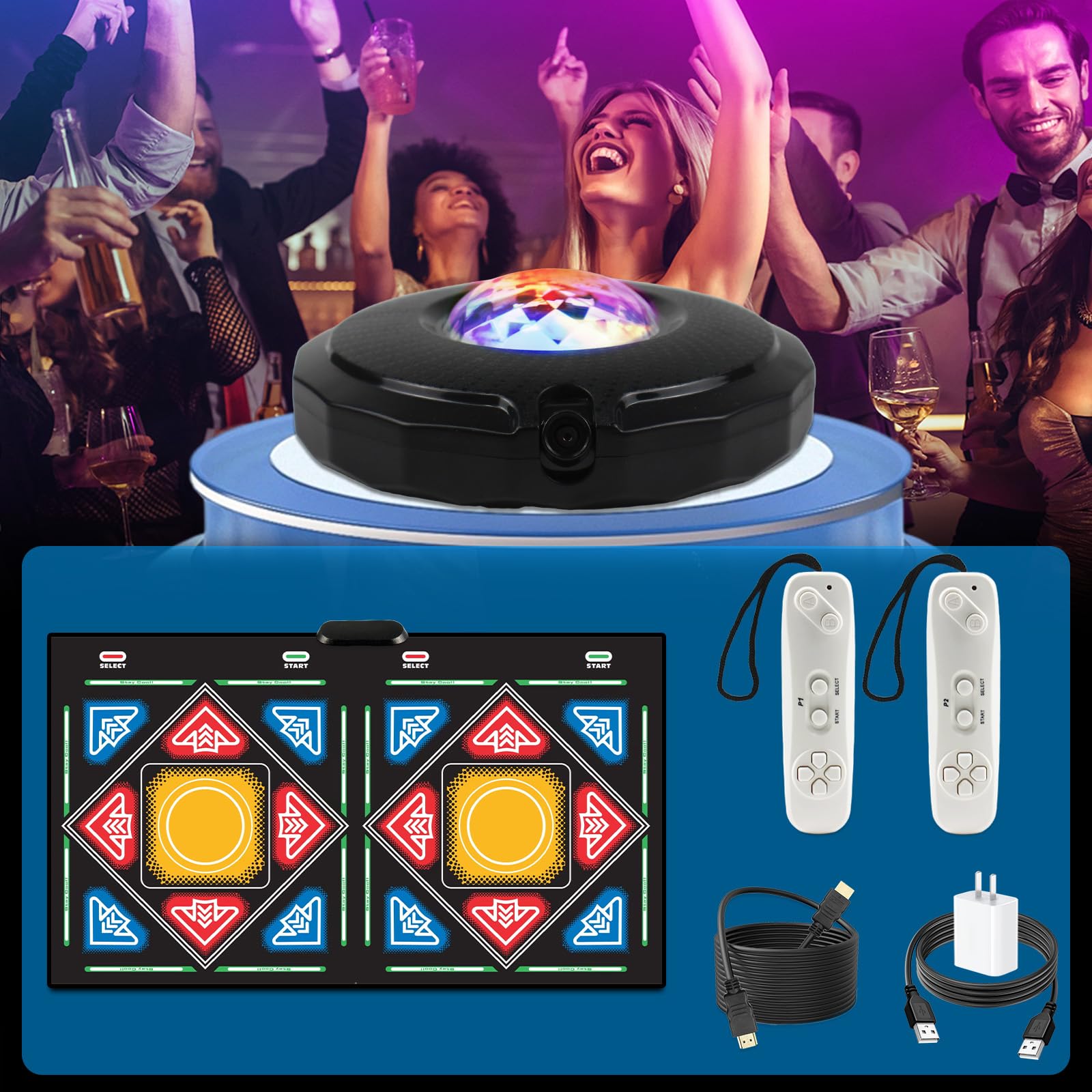 Wireless Electronic Dance Mat for TV with HD Camera - Double Player Non-Slip Dance Pad with Game Controller - Perfect for Kids & Adults - Great Christmas Birthday Gift for Girls & Boys - Fun for Family Game Nights & Fitness Workouts