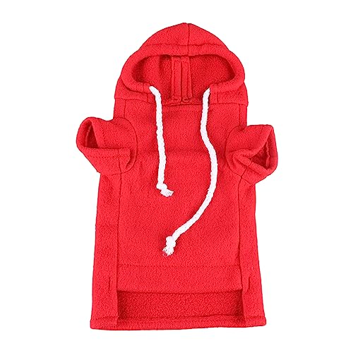 Pssopp Red Polyester Hoodie Sweater with Sleeves & Hat for Ferrets, Rabbits, Chinchillas - Cozy Pet Outfit for Small Animals (Red) - Perfect for Indoor Playtime, Photo Shoots & Cold Weather