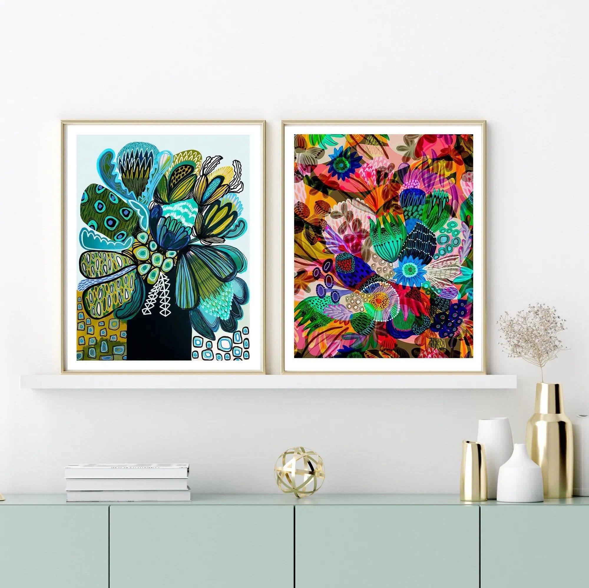 Azure Flowers and Garden of Eden Wall Art Prints - Stunning Botanical Canvas Paintings for Home & Office Decor | Perfect for Living Room, Bedroom, Kitchen Decor