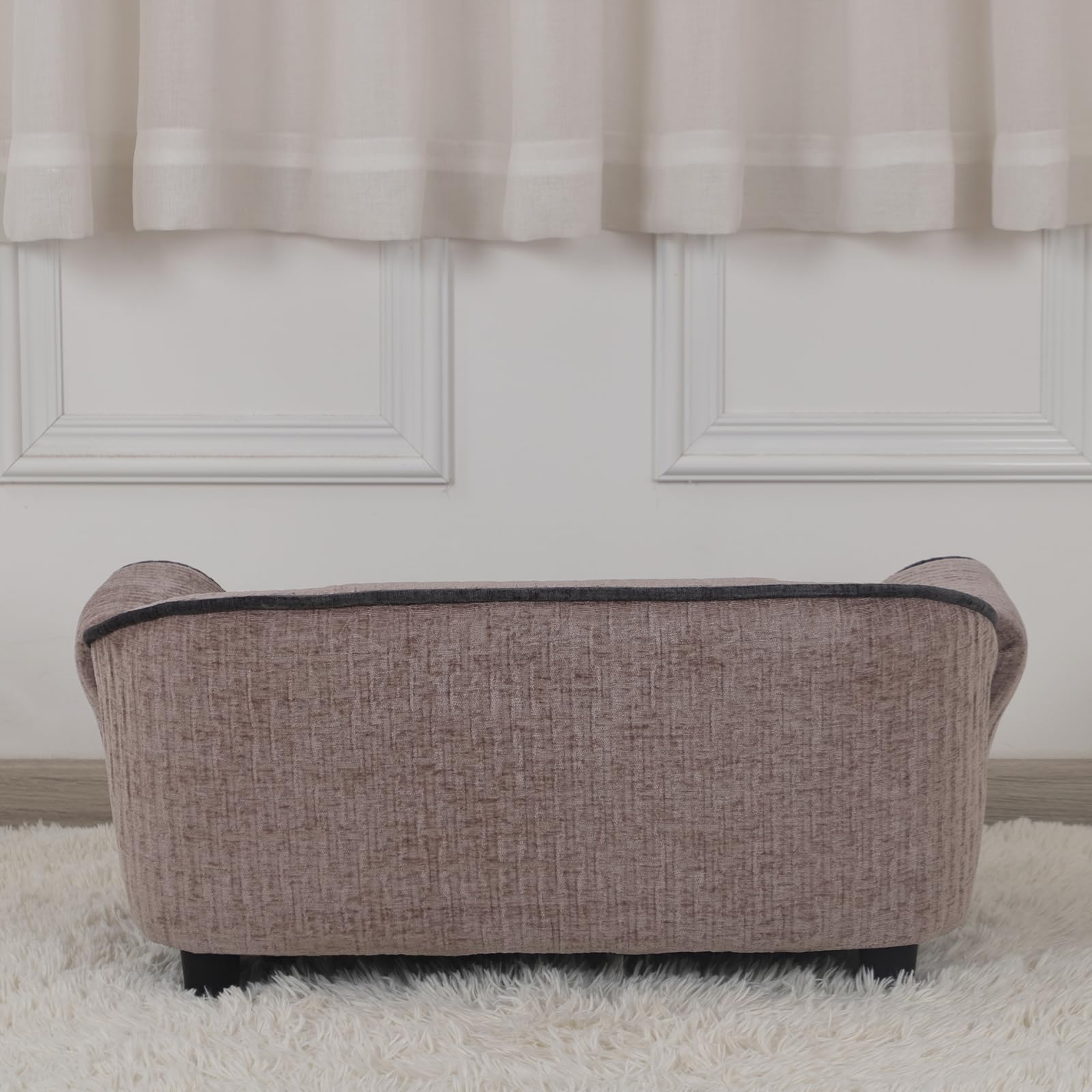 Luxury Striped Fleece Pet Sofa Bed for Small Dogs & Cats - Soft & Cozy Animal Sleeping Couch - Light Brown - Perfect for Living Room, Bedroom & Pet Napping Areas