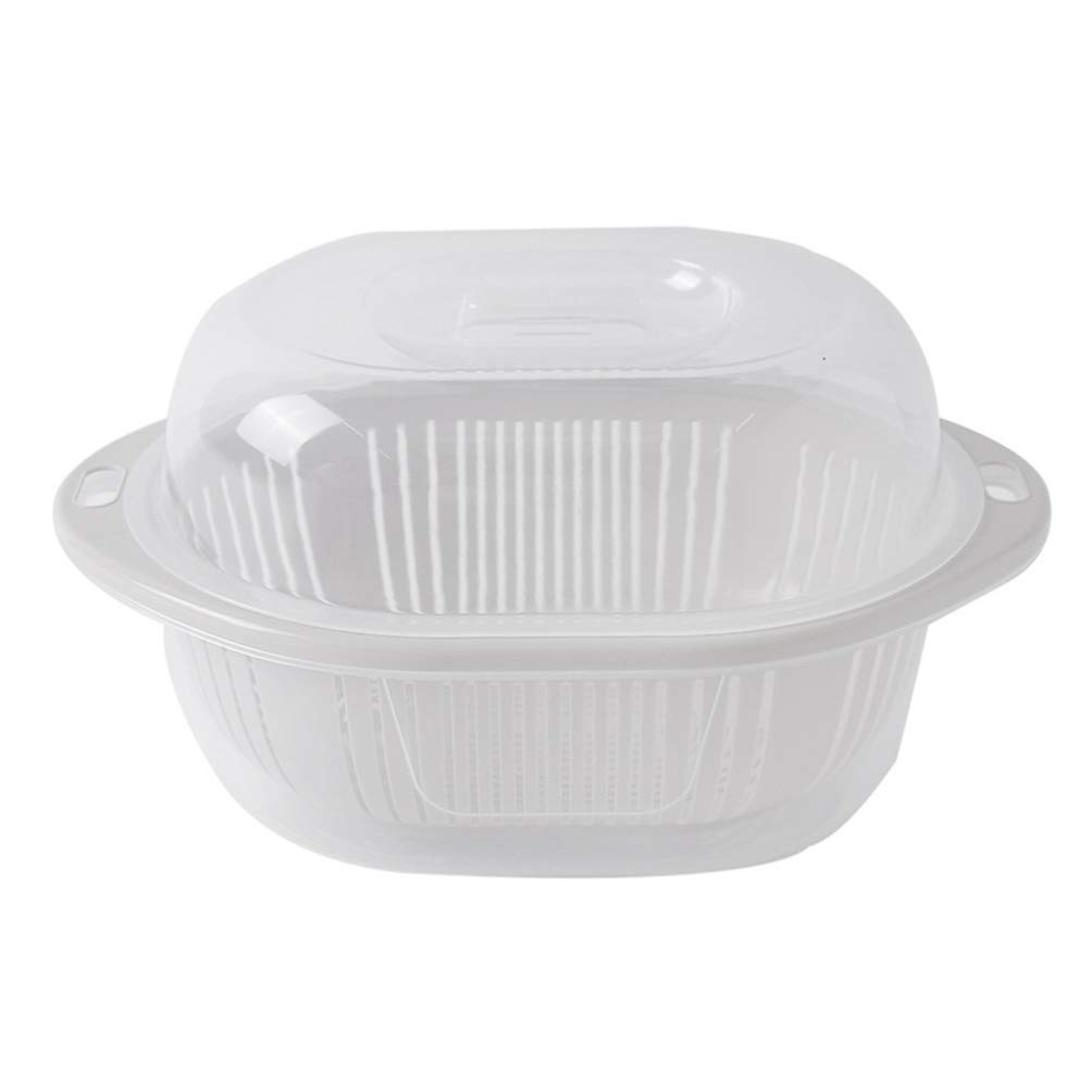 UPKOCH Plastic Double-Layer Kitchen Strainer Colander - Vegetable & Fruit Washing Basket with Lid, Drain Basket for Kitchen Storage | Perfect for Washing Produce, Draining Pasta, and Organizing Kitchen Essentials