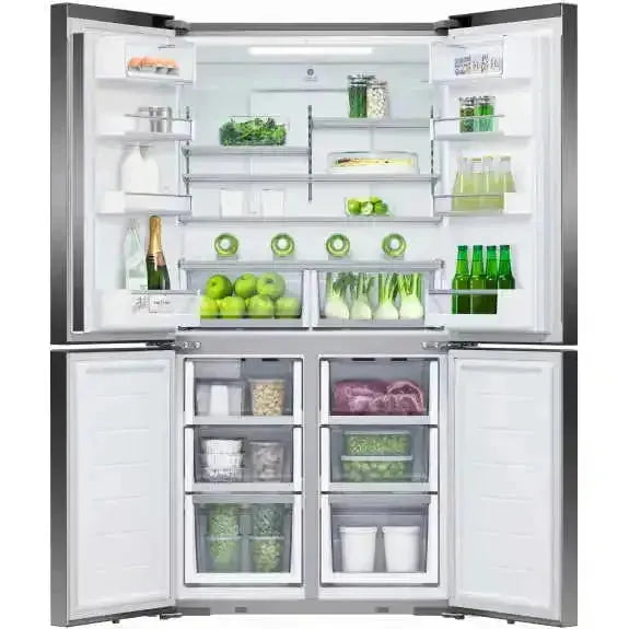 Fisher & Paykel 538L Quad Door Refrigerator - Black Stainless Steel | Energy Efficient French Door Fridge with Spacious Interior | Perfect for Large Families & Modern Kitchens