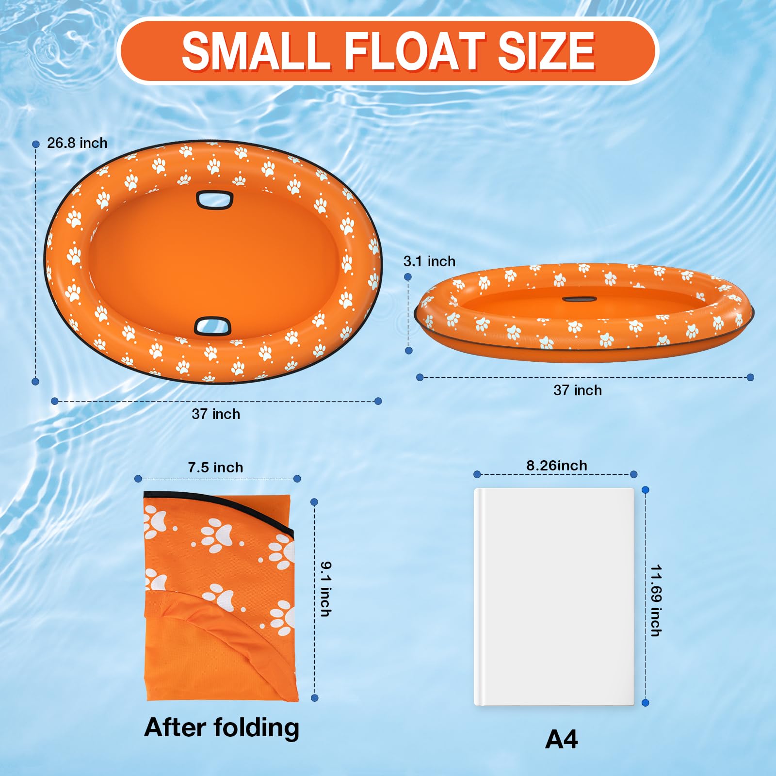 Inflatable Dog Float Raft for Swimming - Soft & Comfortable Pet Life Jacket for Small Dogs, Orange - Perfect for Pool, Beach & Summer Water Activities