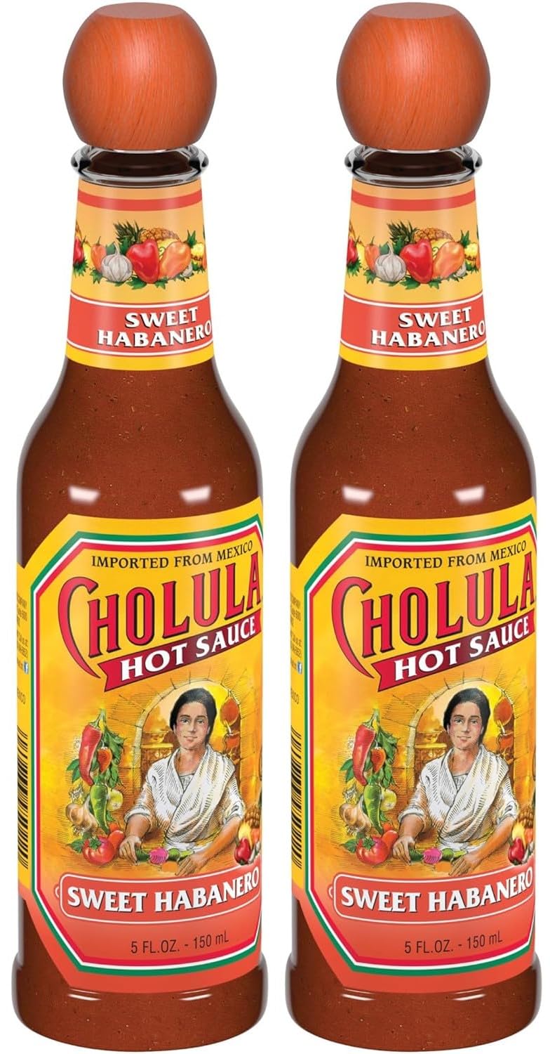 Cholula Sweet Habanero Hot Sauce - 5 fl oz (2 Pack) | Premium Spicy Condiment for Tacos, Wings & Mexican Food | Gluten-Free & Vegan Friendly