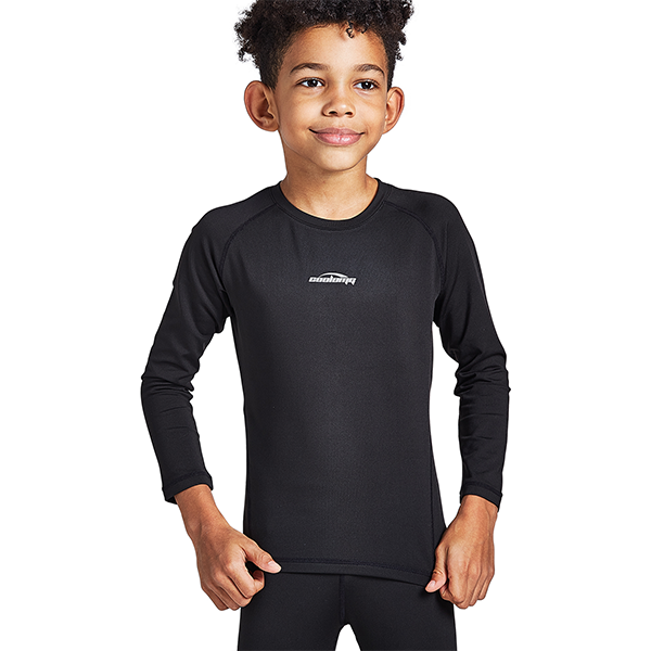Boys & Girls Black Thermal Compression Shirt - Long Sleeve Base Layer for Cold Weather - CH001 - Perfect for Winter Sports, Running, and Outdoor Activities