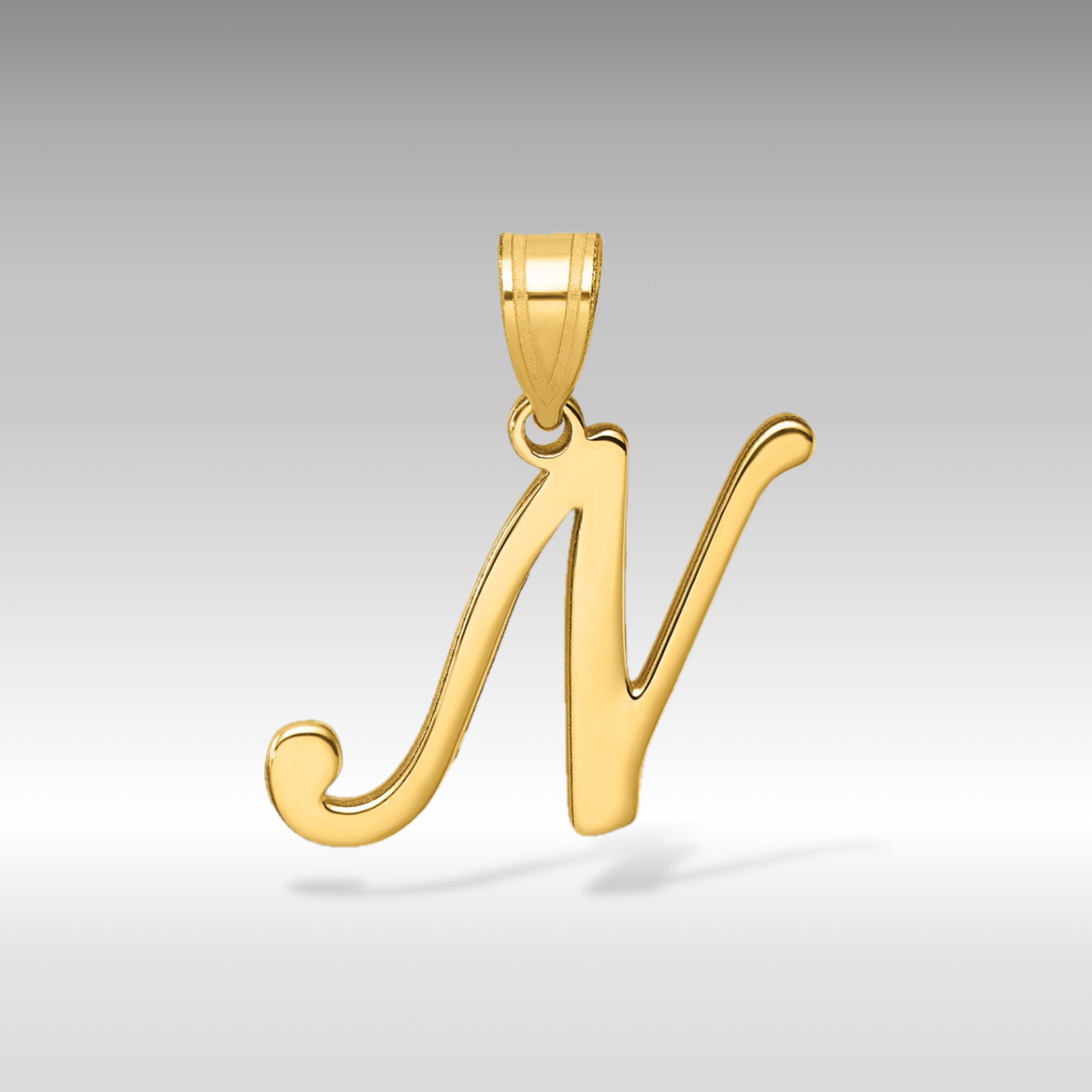 Gold Large Letter N Script Initial Pendant Necklace - Elegant Monogram Jewelry Gift for Women (Model YC1540N) | Perfect for Birthdays, Anniversaries & Special Occasions