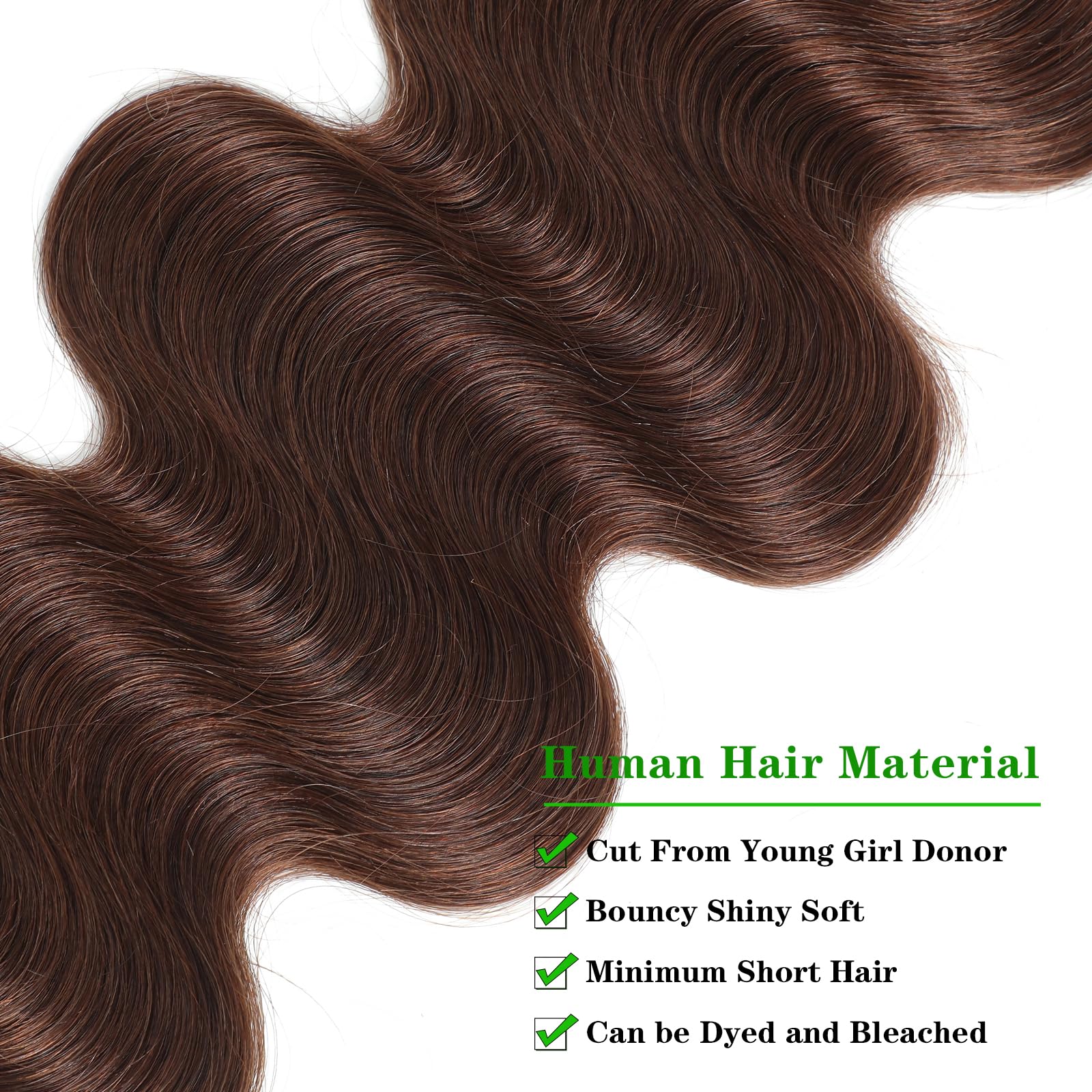 **Kapelli 10A Brazilian Virgin Human Hair Bundles - Light Brown Body Wave (#4, 16