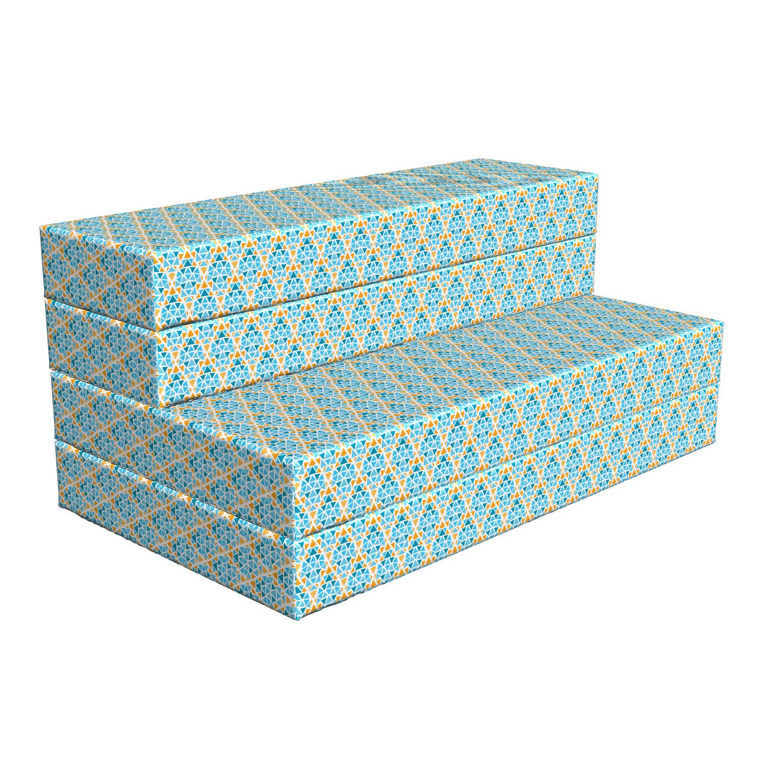 Ambesonne Yellow and Blue Foldable Mattress with Triangle Motif - 78.7
