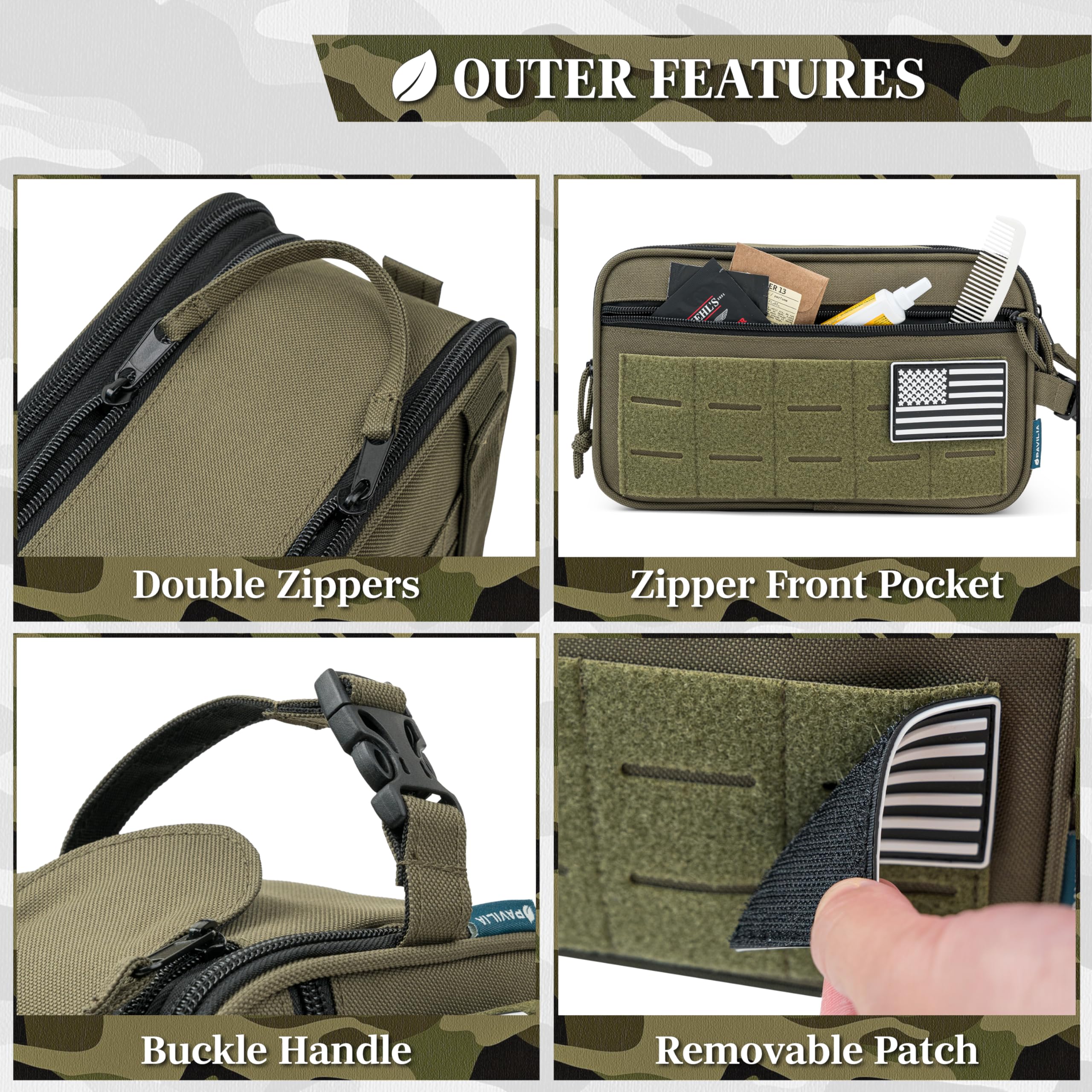 Tactical Toiletry Bag for Men - Waterproof Military Dopp Kit with Molle Pouch | Travel Shaving Grooming Essentials Organizer | Perfect for Camping, Gym & Business Trips (Olive Green)