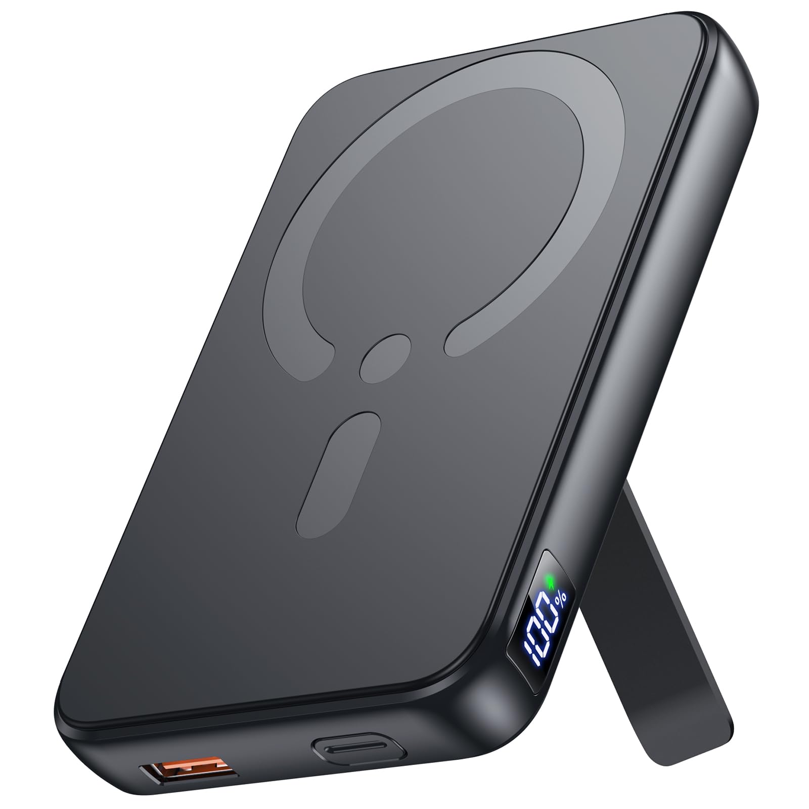 12000mAh Magnetic Wireless Power Bank with Stand - Magsafe Portable Charger for iPhone 15/14/13/12 Pro/Pro Max | Fast USB-C Charging | Perfect for Travel, Office & On-the-Go Charging - Black
