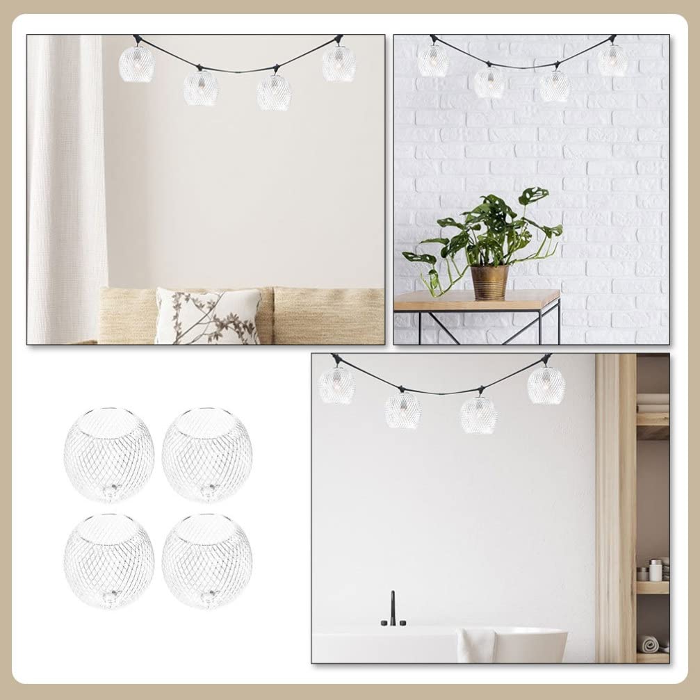 Operitacx 4-Pack Metal Pendant Lamp Shades - Decorative Spherical Hollow Out Light Covers for Table & Ceiling Lights - Perfect for Bedroom, Kitchen, Living Room & Dining Room Lighting Decor