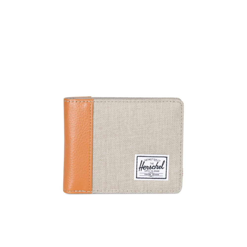 Herschel Edward Wallet - Light Khaki Crosshatch Slim Bifold RFID Blocking Leather Wallet for Men | Perfect for Everyday Carry, Travel & Business Use