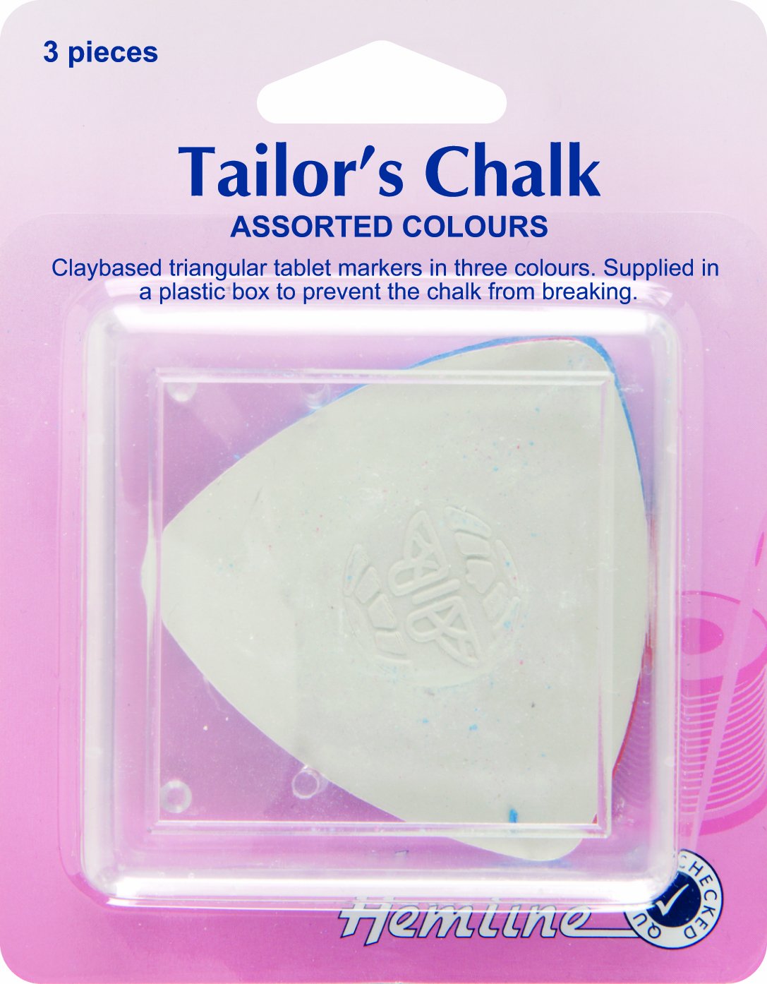 **Hemline Sewing Tailor's Chalk Triangle (3-Pack) - Marking Tool for Fabric, Quilting & Dressmaking - Perfect for DIY, Alterations & Professional Tailoring**