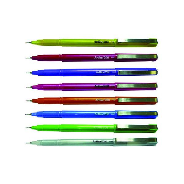 Artline 200 Bright Fineliner Pen Set - 0.4mm Ultra Fine Tip, 12 Assorted Vibrant Colors - Perfect for Bullet Journaling, Note Taking, Sketching & Art Projects