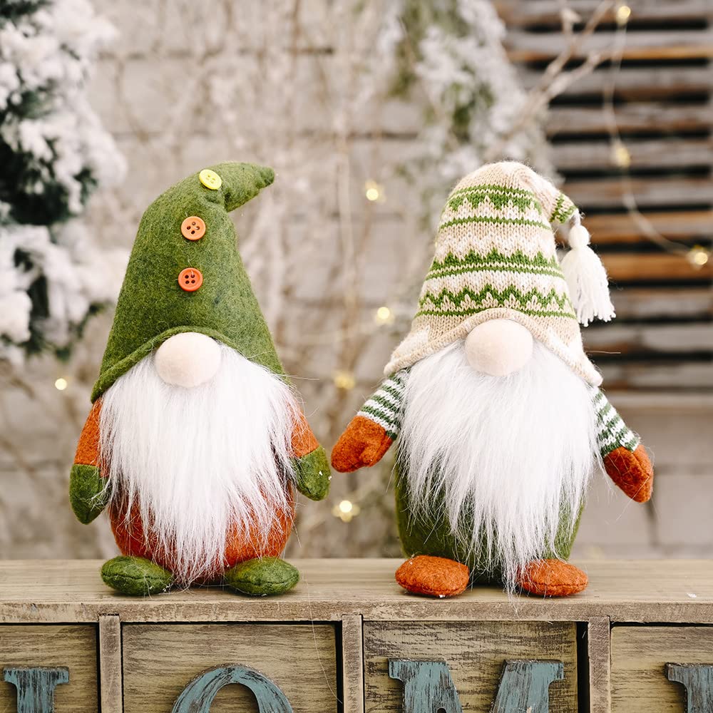 Handmade St. Patrick's Day Gnome Ornaments - 2 Pack Green Hat Scandinavian Tomte Elf Decor for Easter, Christmas & Home Decor | Perfect for Holiday Tables, Gift Giving & Seasonal Displays