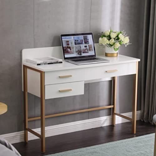 White Makeup Vanity Desk with Storage & 3 Drawers - 33 Inch Dressing Table & Writing Desk for Bedroom, Perfect for Cosmetics Organization & Home Office Use