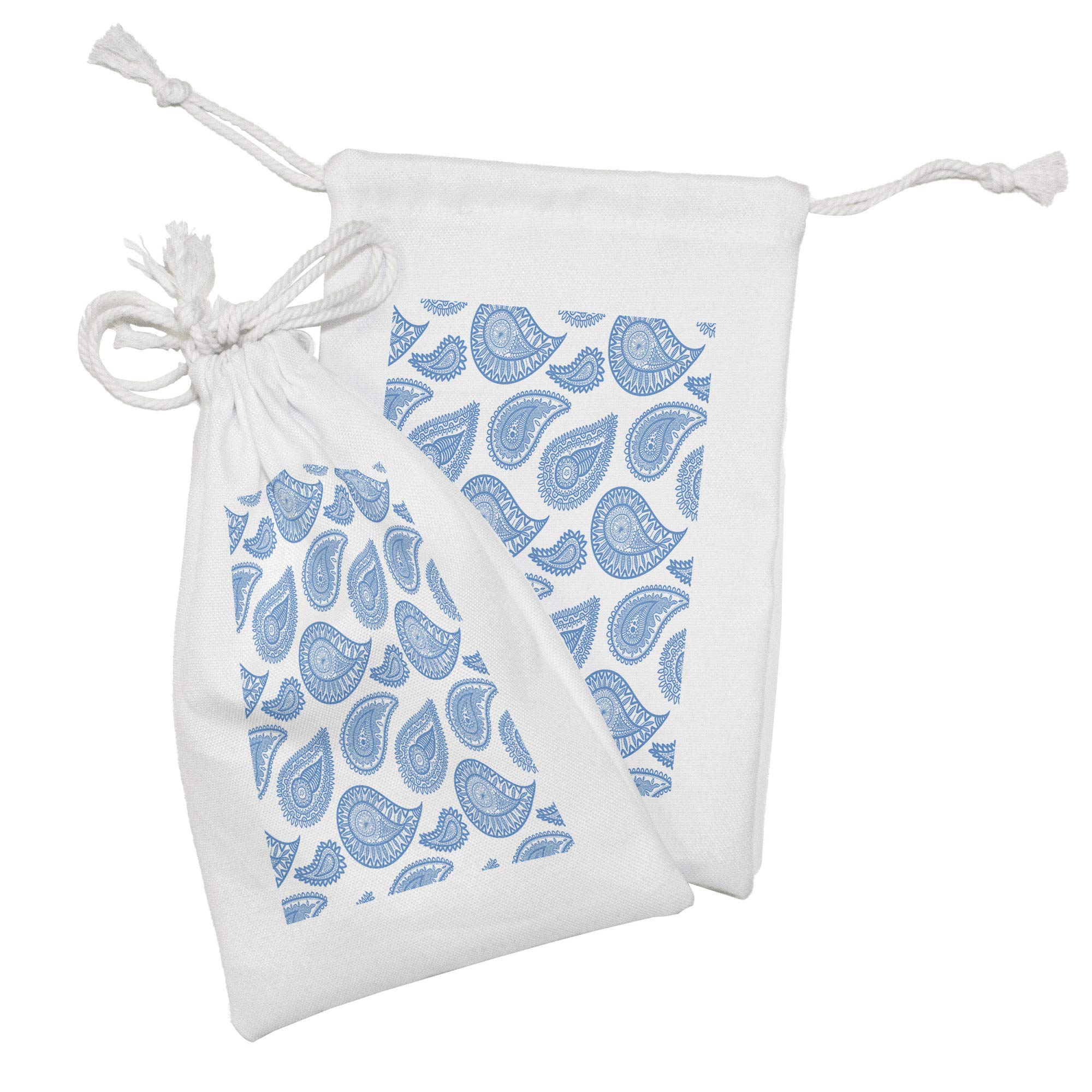 Ambesonne Paisley Fabric Pouch Set of 2 - Small Drawstring Bags for Toiletries, Masks & Gifts (9