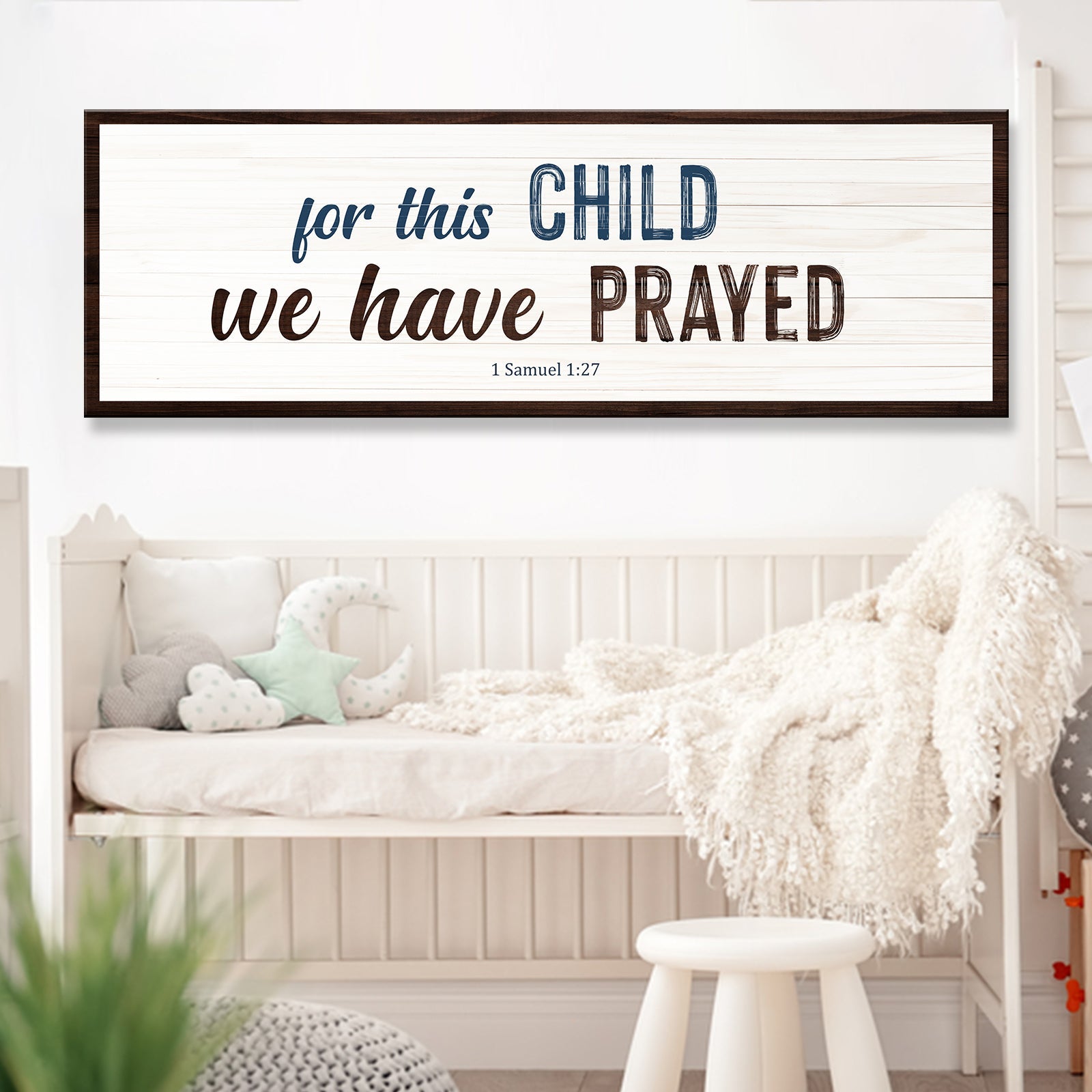 For This Child We Have Prayed Sign - 1 Samuel 1:27 Bible Verse Wall Decor - Perfect for Nursery, Baby Shower Gift & Christian Home Decor