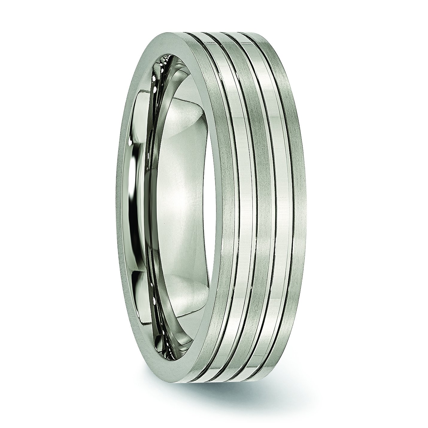 6mm Titanium Men's Wedding Band Ring - Brushed & Polished Grooved Design for Comfort & Style - Perfect for Engagements, Anniversaries, and Everyday Wear
