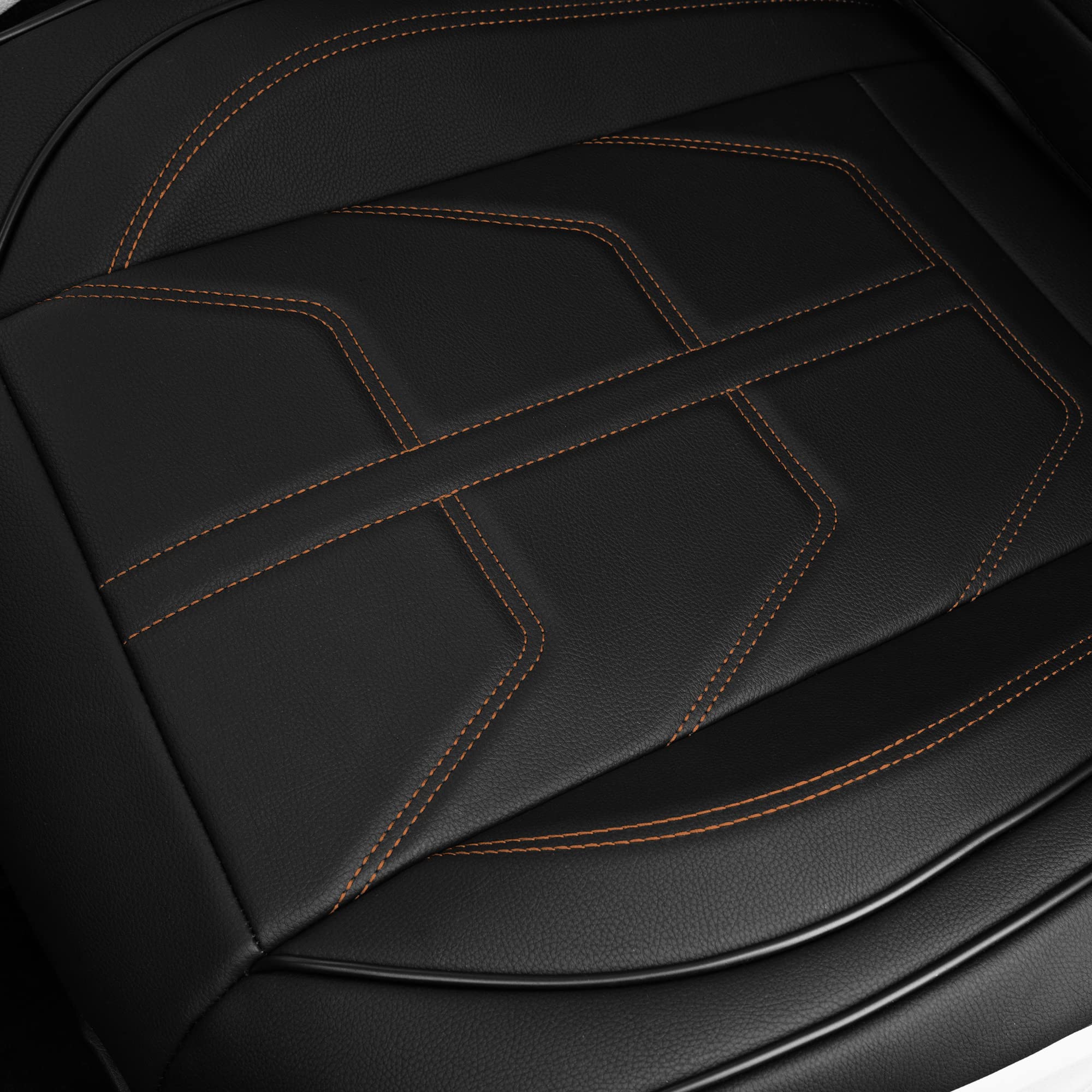 TLH Bionic70 Deluxe Faux Leather Brown Car Seat Covers - 2-Pack Universal Fit Front Seat Covers for Cars, Trucks & SUVs | Waterproof, Durable & Comfortable Seat Protectors with Contrast Stitching | Perfect for Daily Commute, Road Trips & Pet Protection