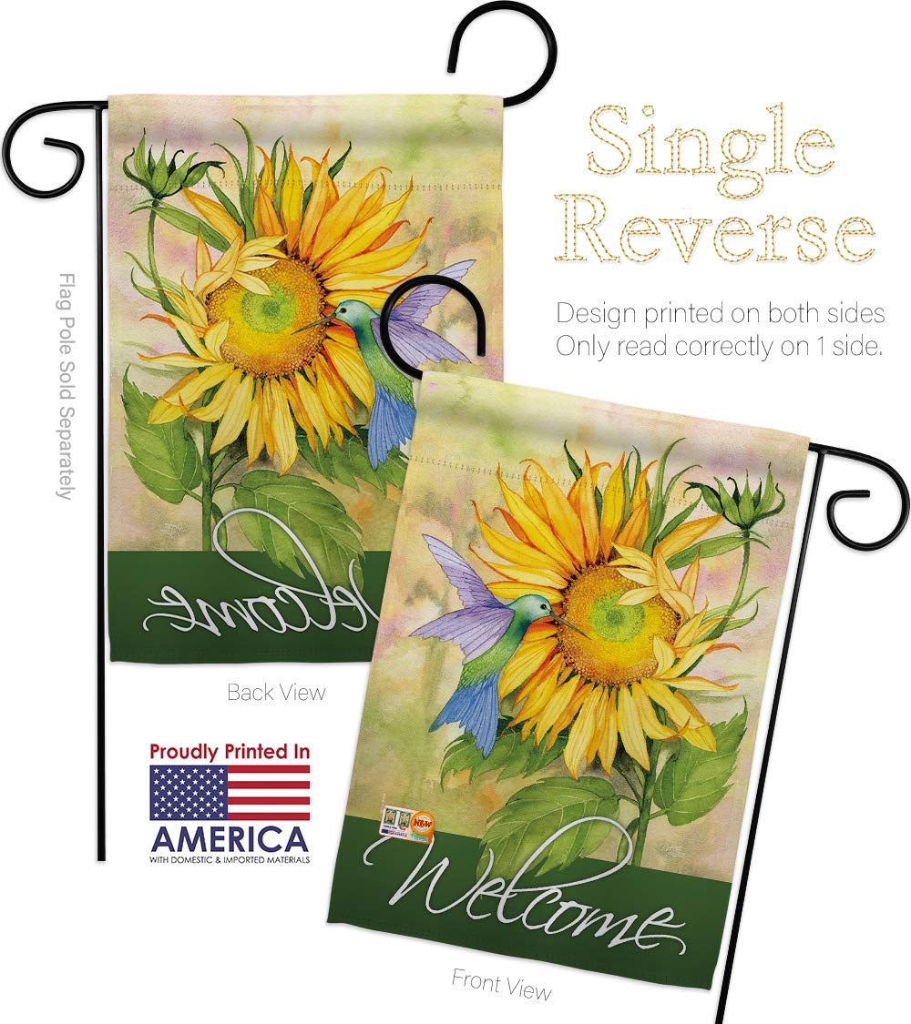 Sunflower Hummingbird Garden Flag Set - 13x18.5 Inch Spring Decor for Outdoor