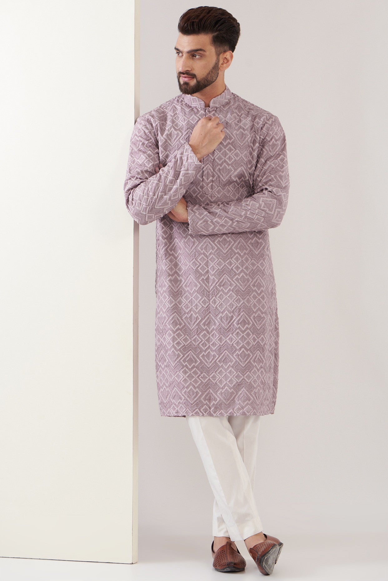Elegant Lilac Sequenced Kurta for Women - Stylish Ethnic Embroidered Tunic Top for Festivals, Weddings & Special Occasions