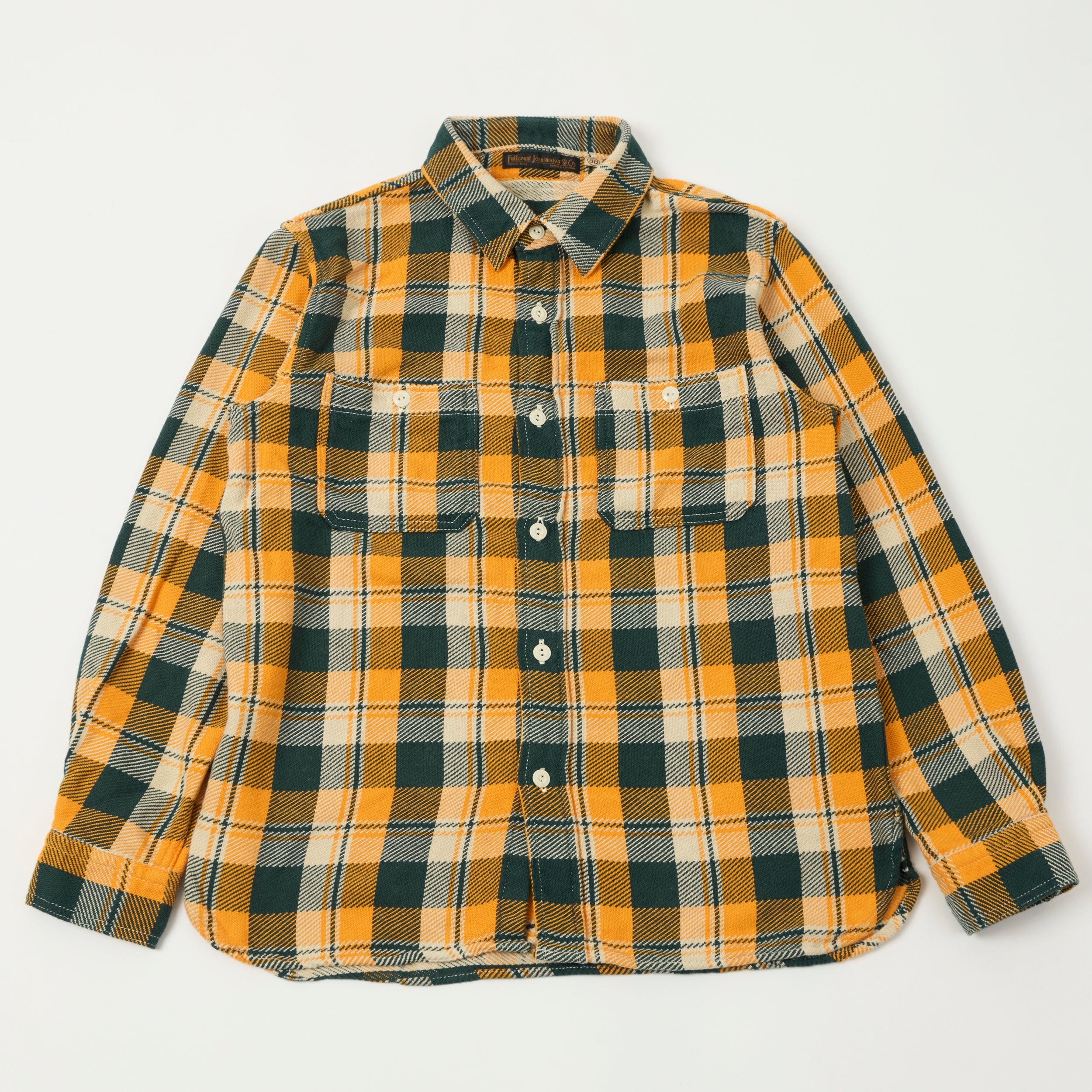Full Count 4085 Check Flannel Shirt for Men - Soft Cotton Plaid Shirt in Yellow/Green - Perfect for Casual Wear, Outdoor Activities & Layering in Fall/Winter