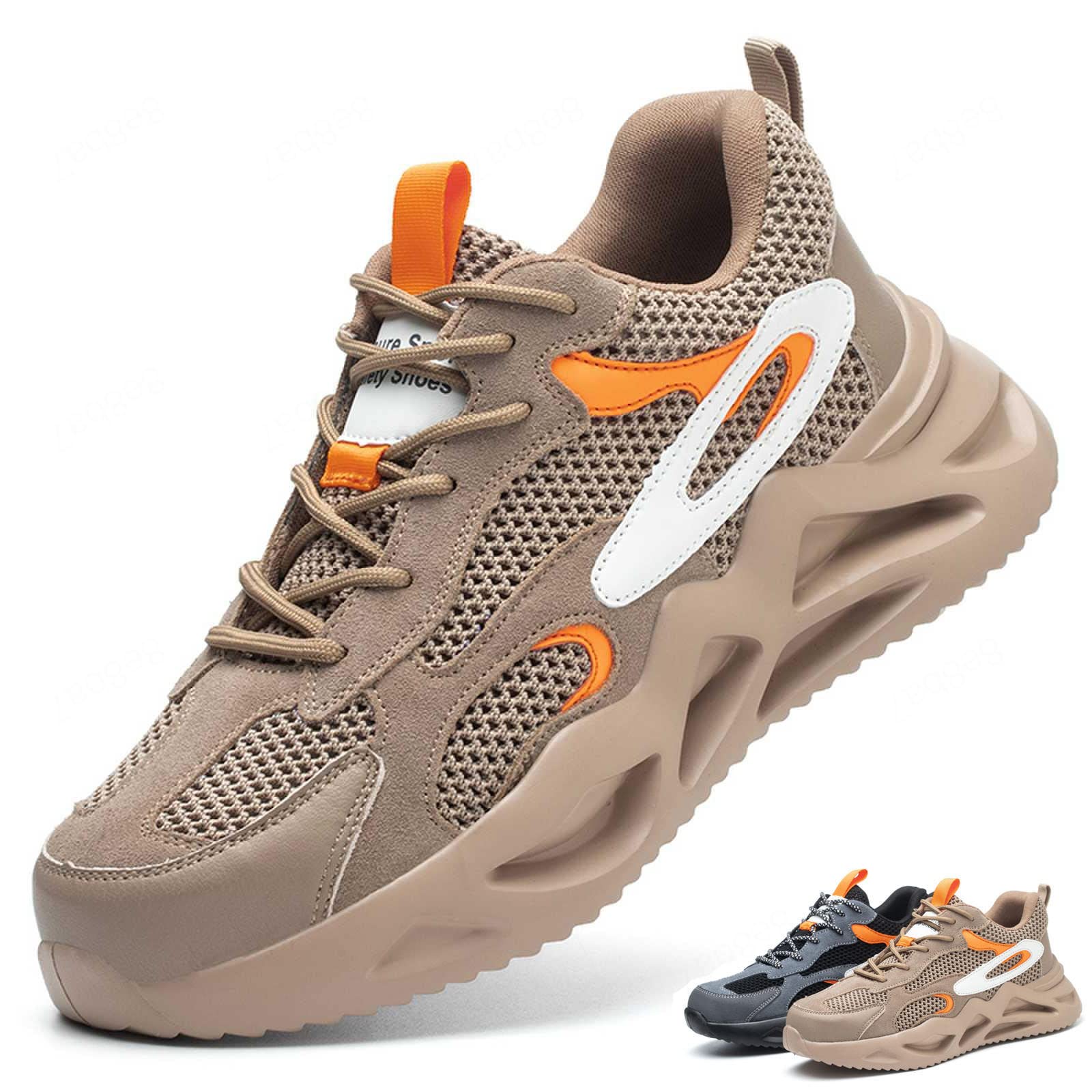 TAJAX Men's Steel Toe Work Shoes - Lightweight, Breathable Mesh, Anti-Smash & Puncture Safety Boots - Slip Resistant Construction Shoes for Industrial & Warehouse Use - B-44