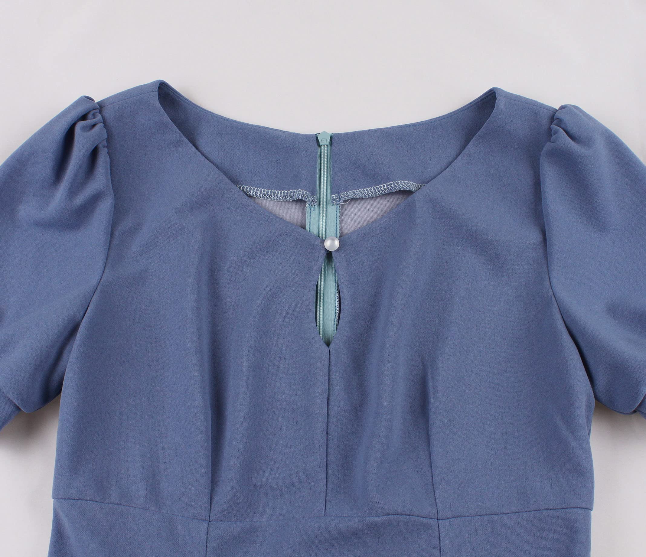Vintage 1940s Work Dress with Bubble Sleeves & Keyhole - Office & Party Wear