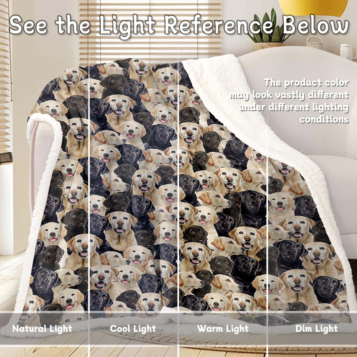 **BlessLiving Golden Labrador Retriever Fleece Blanket - Soft Sherpa Dog Blanket for Pets, 60