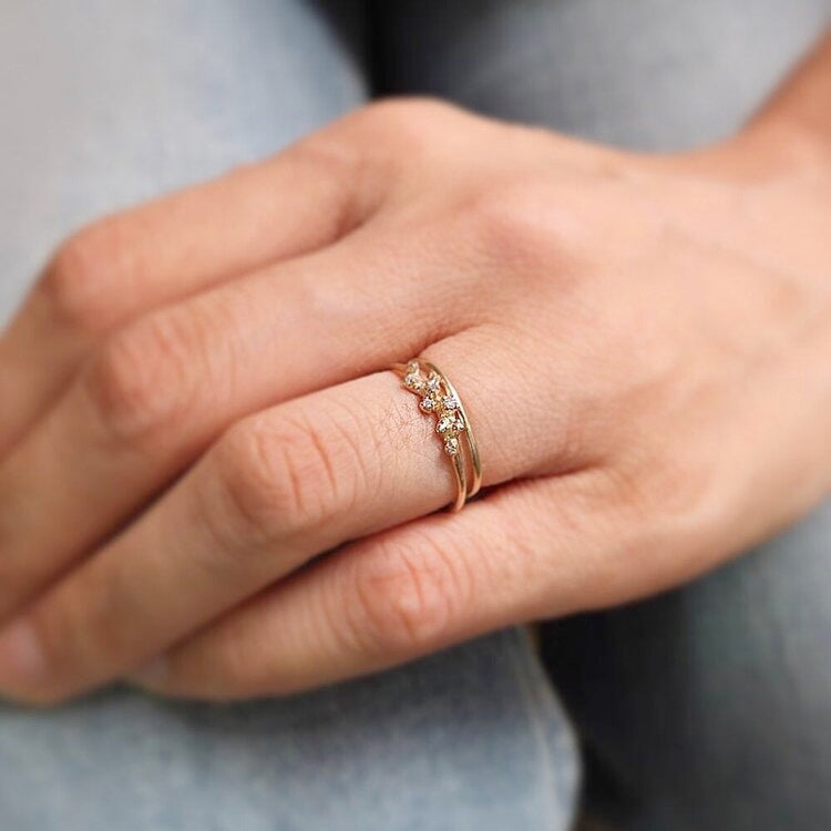 Classic Diamond Cluster Ring in 14K Yellow Gold for Women - Elegant Wedding, Engagement & Anniversary Jewelry Gift