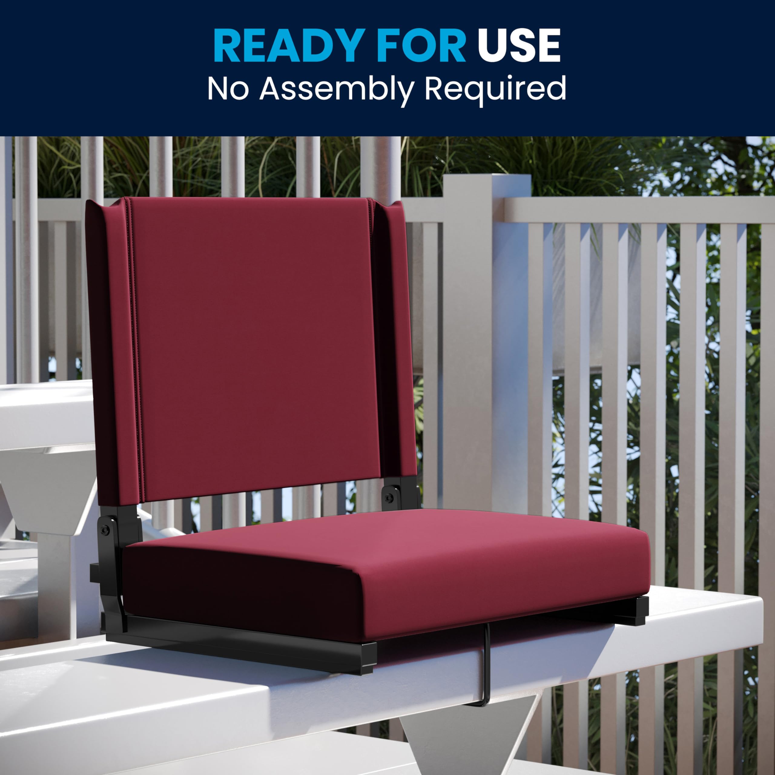 Flash Furniture Grandstand Portable Stadium Seat - Folding Padded Bleacher Chair with Carrying Handle, 500 lb Weight Capacity, Maroon - Perfect for Sporting Events, Concerts & Outdoor Activities