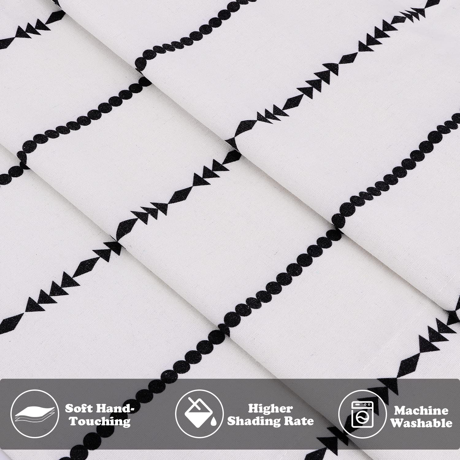 Black and White Striped Tassel Kitchen Valances for Windows - 59W x 84L Pairs, Perfect for Modern Farmhouse and Coastal Home Decor