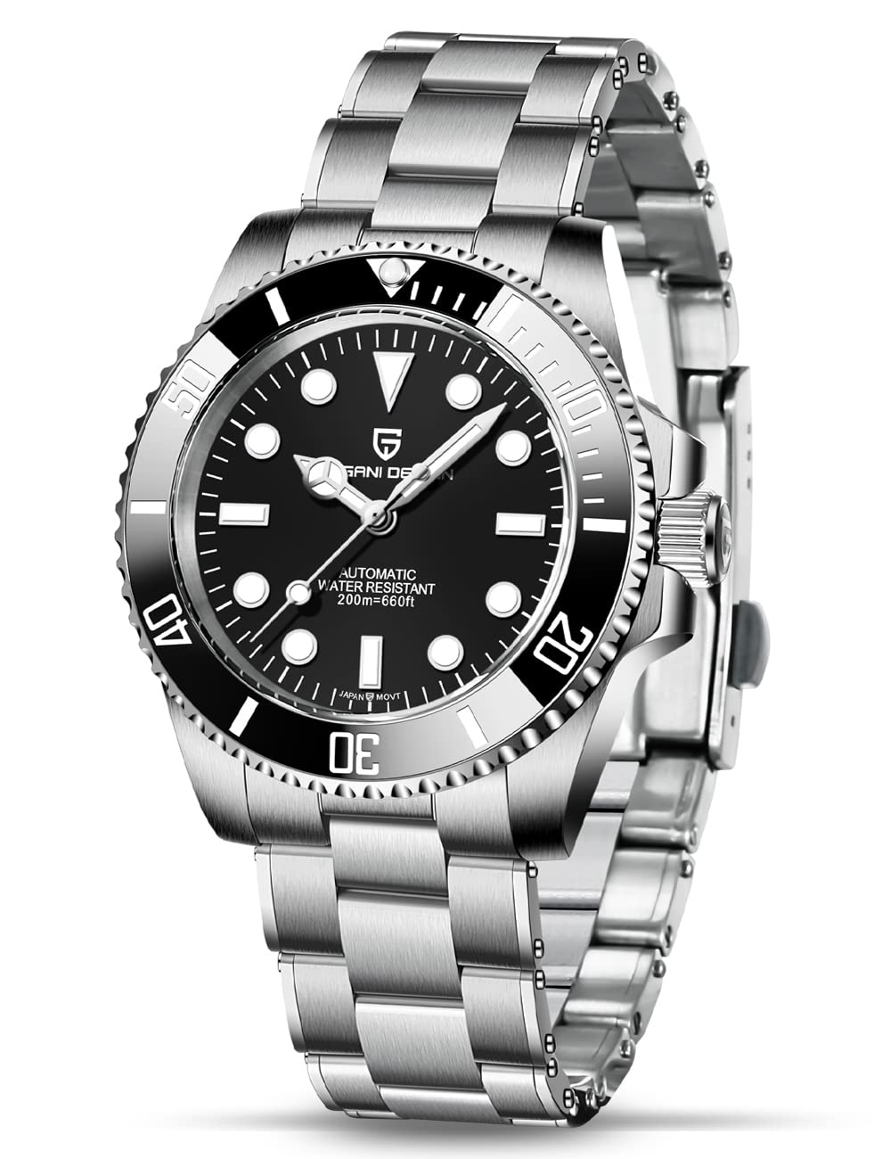 Pagani Design 1694 Automatic Men's Watch - Stainless Steel NH35 Movement, 200M Water Resistant, Scratch Resistant Sapphire Glass - Sports Diver's Watch for Swimming, Diving & Outdoor Activities