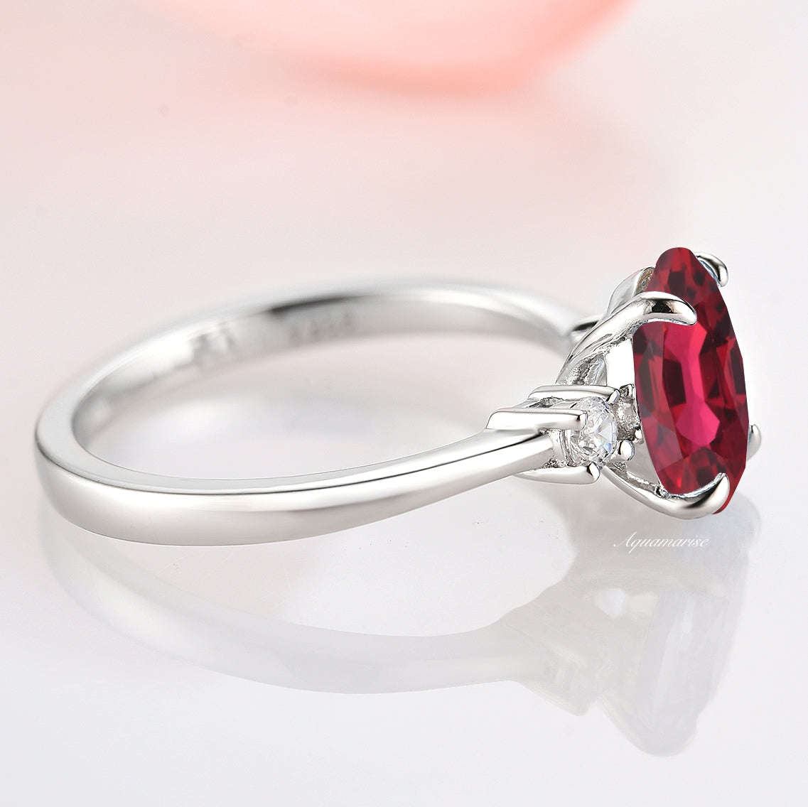 Everly Oval Ruby Ring - Sterling Silver 925 Women's Jewelry, Elegant Gift for Valentine's Day, Anniversary & Special Occasions