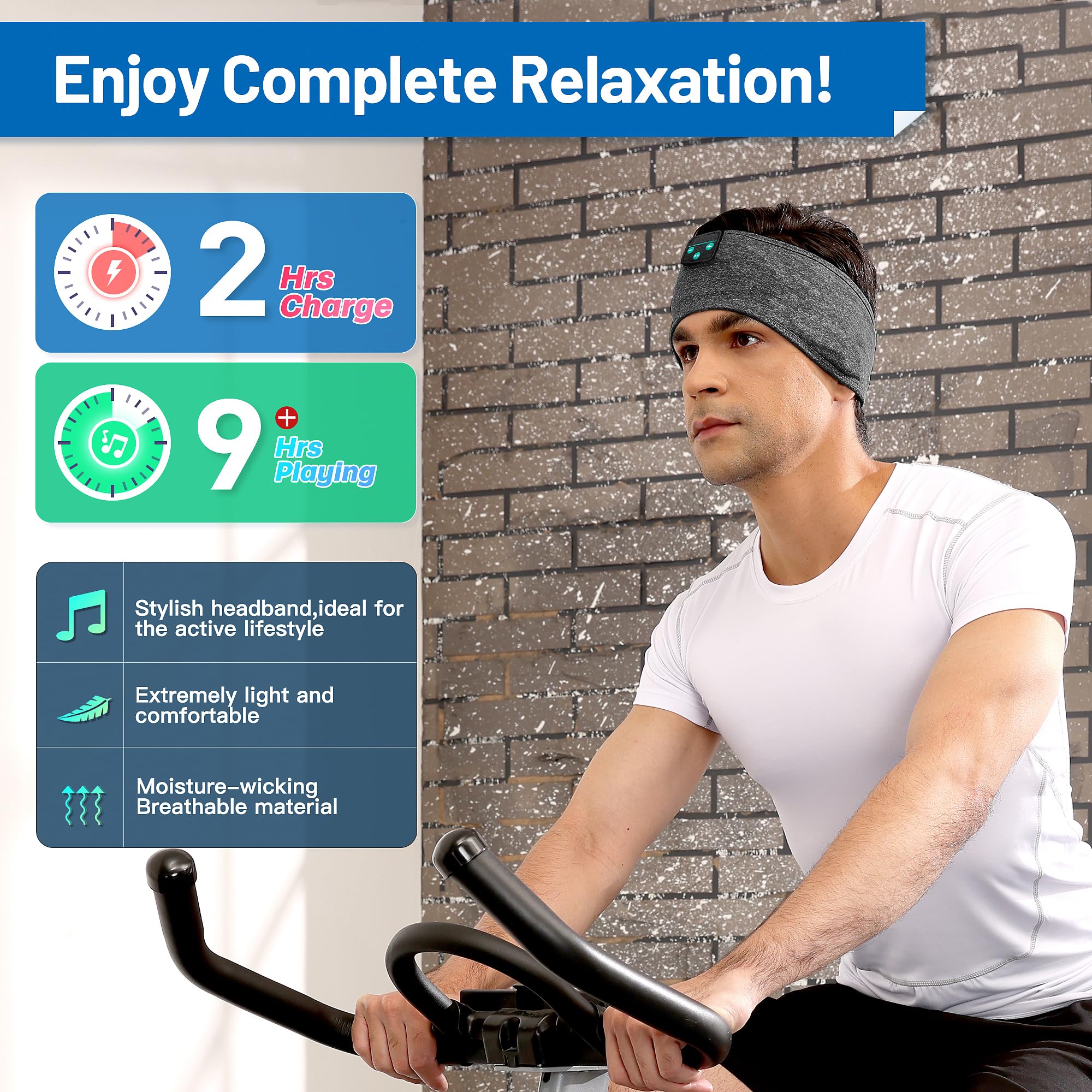 Perytong Bluetooth Sleep Headphones - Wireless Sports Headband with Ultra-Thin HD Stereo Speakers for Sleeping, Workout, Jogging, Yoga, Meditation | Comfortable for Air Travel & Insomnia Relief | Perfect for Night Use, Gym, Travel & Relaxation