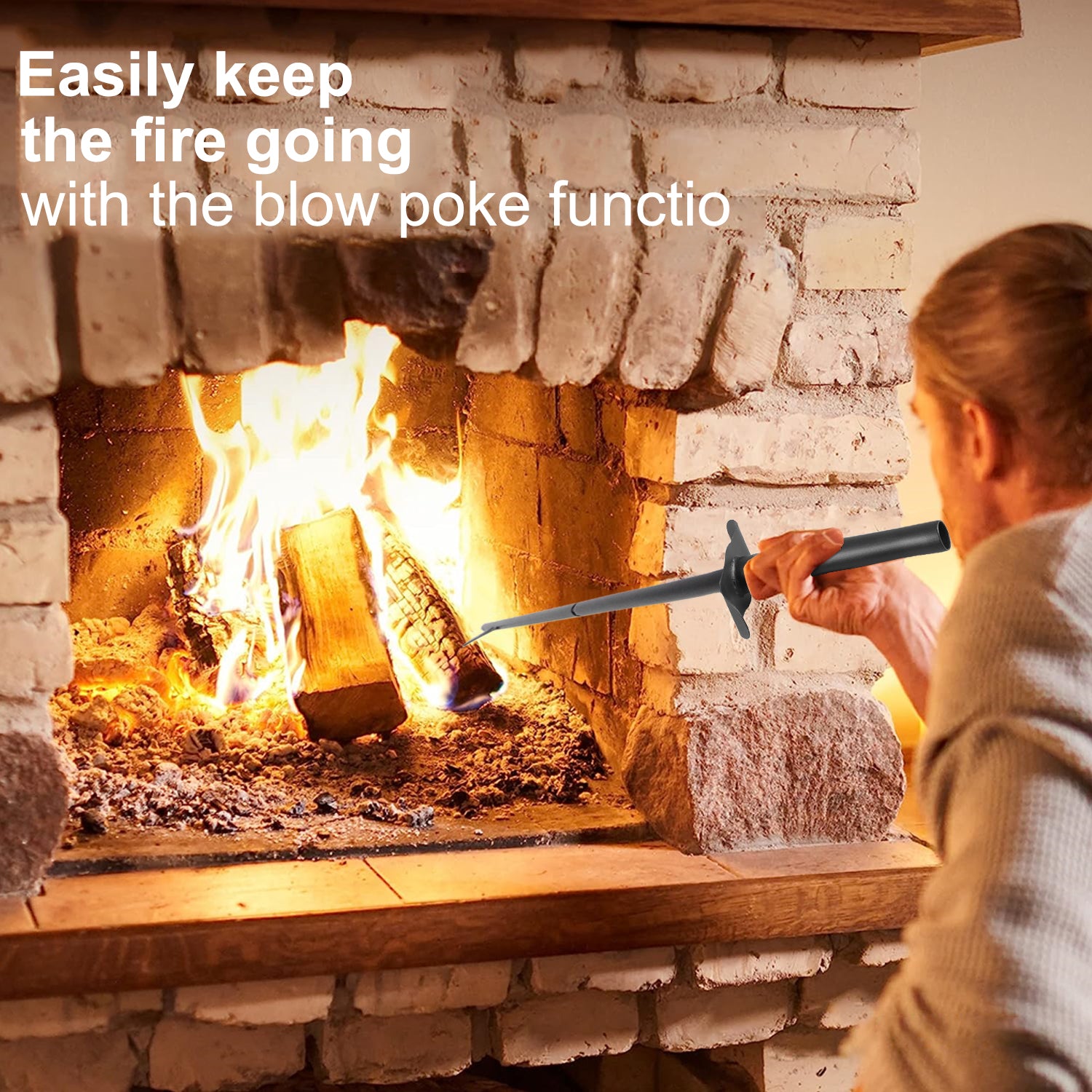 VODA Fireplace Tools Set - Fire Poker & Tongs for Fire Pit, Bonfire, Wood Stove | Durable Steel Fireplace Accessories for Indoor & Outdoor Use
